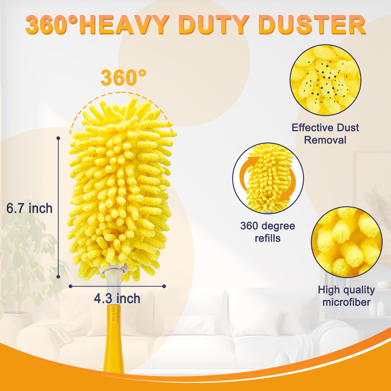KeFanta Recambio de plumero reutilizable para plumero Swiffer, recambios de plumero resistente de 360°, 8 piezas con 1 asa, plumero de microfibra lavable para limpieza