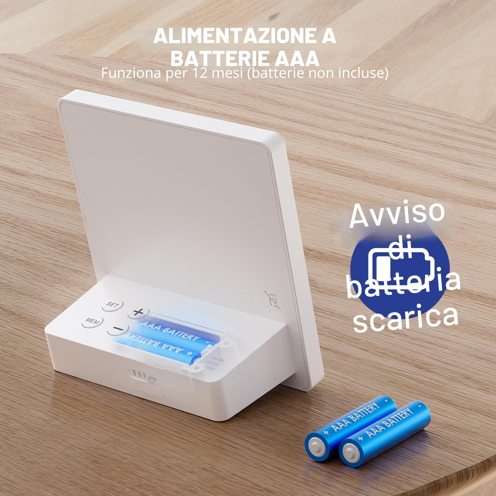 Raddy WF-50T Stazione meteorologica wireless, Termometro Igrometro per interni ed esterni, 5,0'' TN display, alimentazione tramite USB-C, previsioni del tempo, sensore remoto wireless (Bianco)