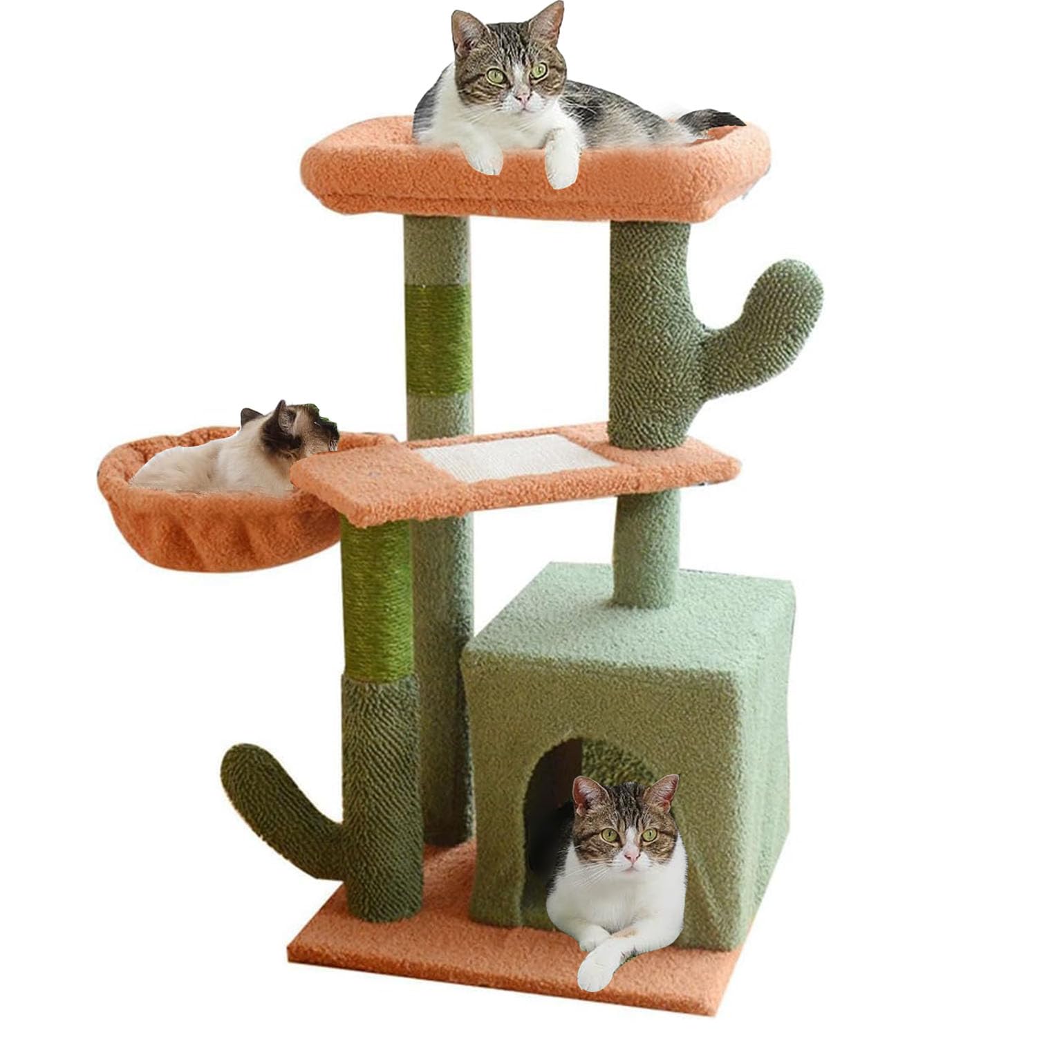 Uniface Cat Tree, Cat Tower, Cat Tower for Indoor Cats, Cat Condo Plush Cat House with Padded Top Perch, Comfy Hammock, Cat Furniture Pet House with Cat Scratching Posts