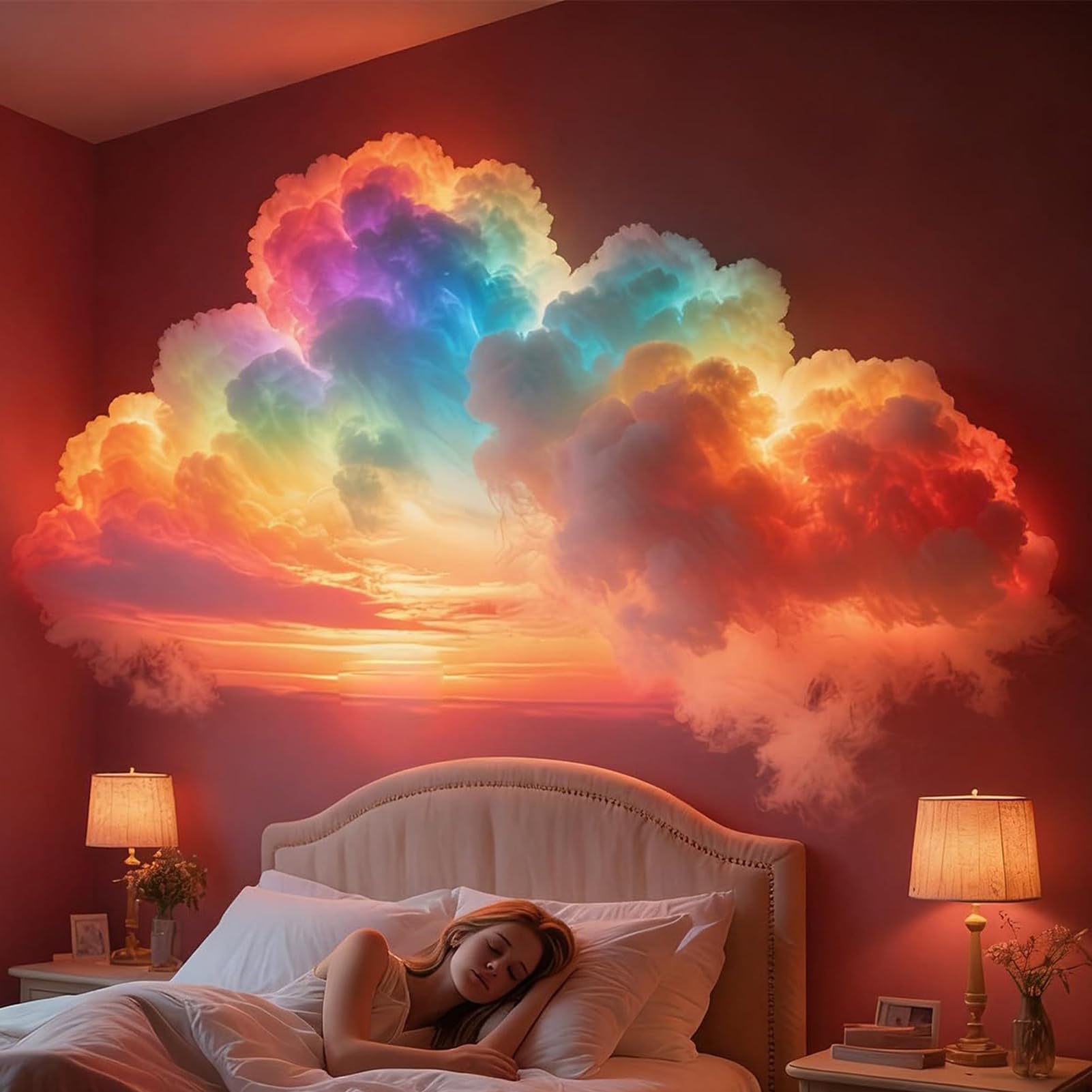 Luz de Techo 3D Big USB Thundercloud - Kit de Luz de Nube LED RGB, Luz Nocturna DIY para Dormitorio, Fiesta, Decoración de Pared y Techo 400cm