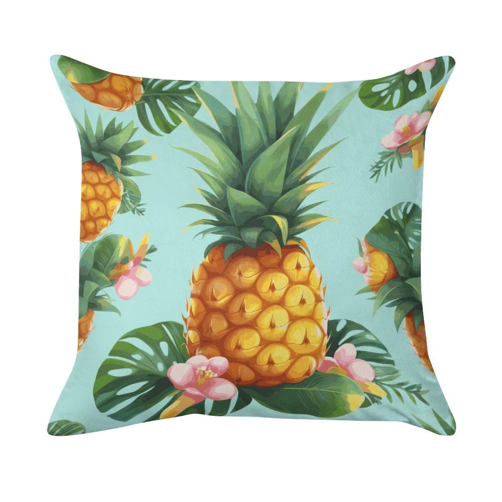 MUSM Tropical Pineapple Throw Pillow Cover Standard Pillowcases with Invisible Zipper Luxury Cozy Velvet Pillow Shams Ultra Soft Lumbar Pillows Shells Decorative Square Cushion Cases