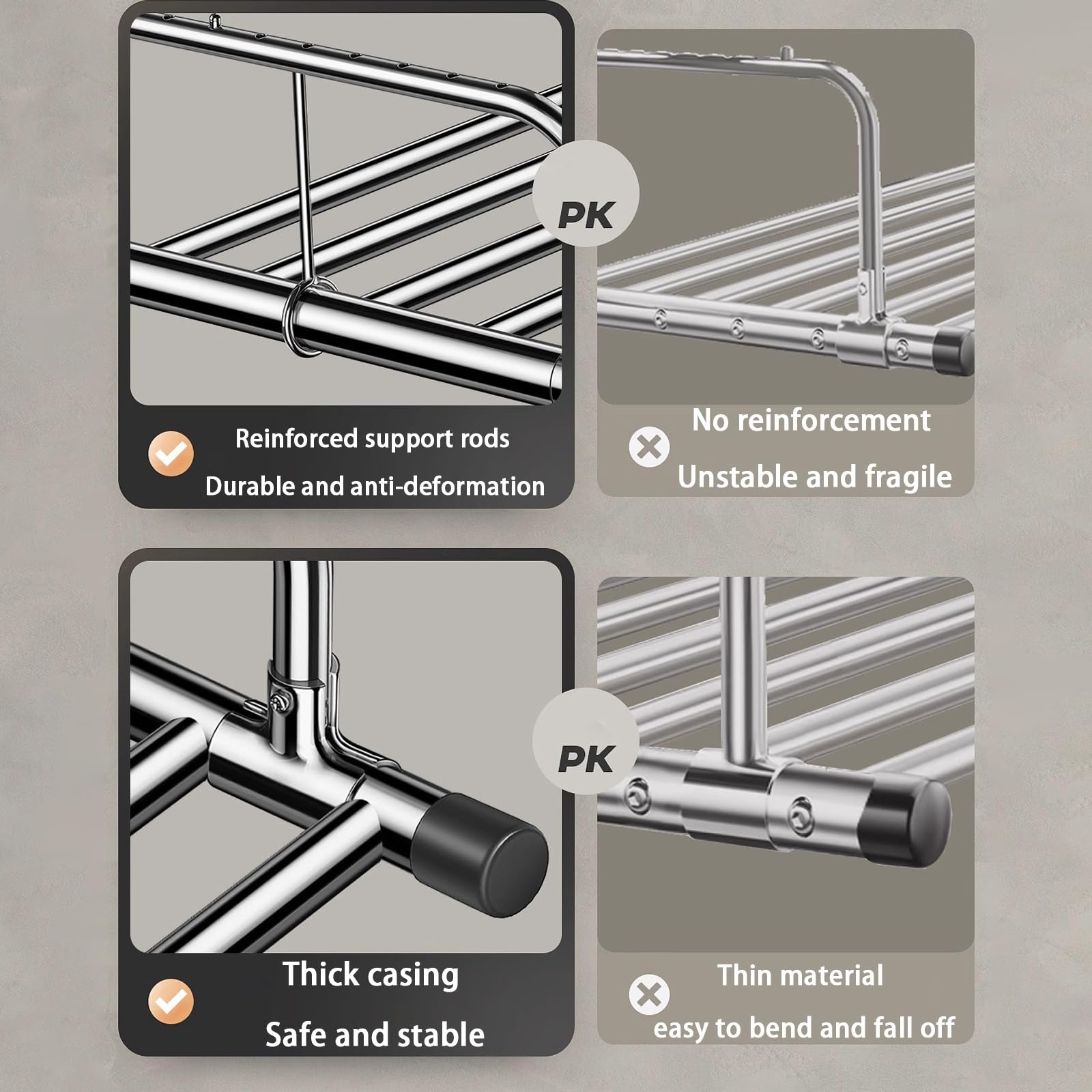 HJXGQJM Wäschetrockner Balkon Heizkörpertrockner Klappbar Hängetrockner Balkonwäschetrockner Ausziehbar Wäscheständer Wandmontage Heizkörper Edelstahl Trockenständer(Grey,60-106cm)