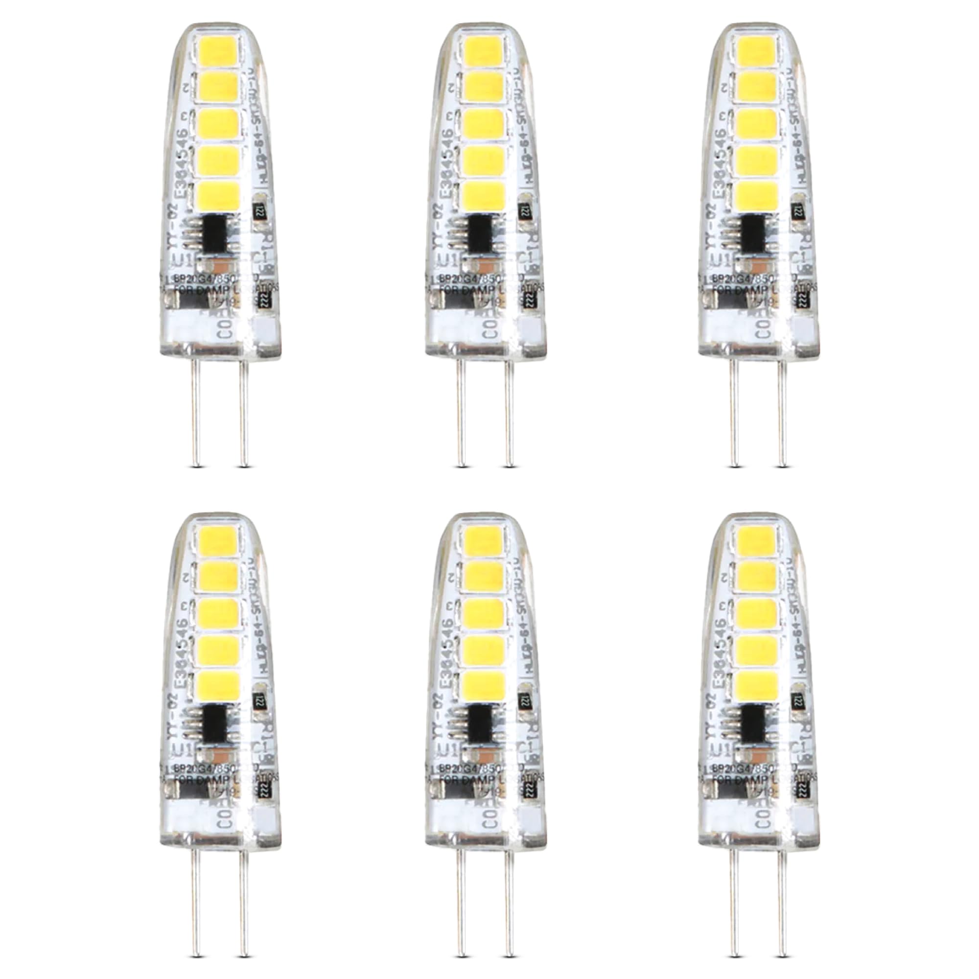 Photo 1 of **MISSING ONE* Feit Electric G4 LED Bulb, Dimmable, 20W Equivalent, 12V, 5000K Daylight, 170 Lumens, 10,000 Hours, Halogen Bulb Replacement Capsule, BP20G4/850/LED/6, 6 Pack