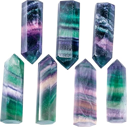 Miniatura 5 de mookaitedecor 4 varitas de cristal curativo de un solo punto de 2 pulgadas, amatista, cuarzo roca, cuarzo rosa, fluorita arco iris, 6 piedras de