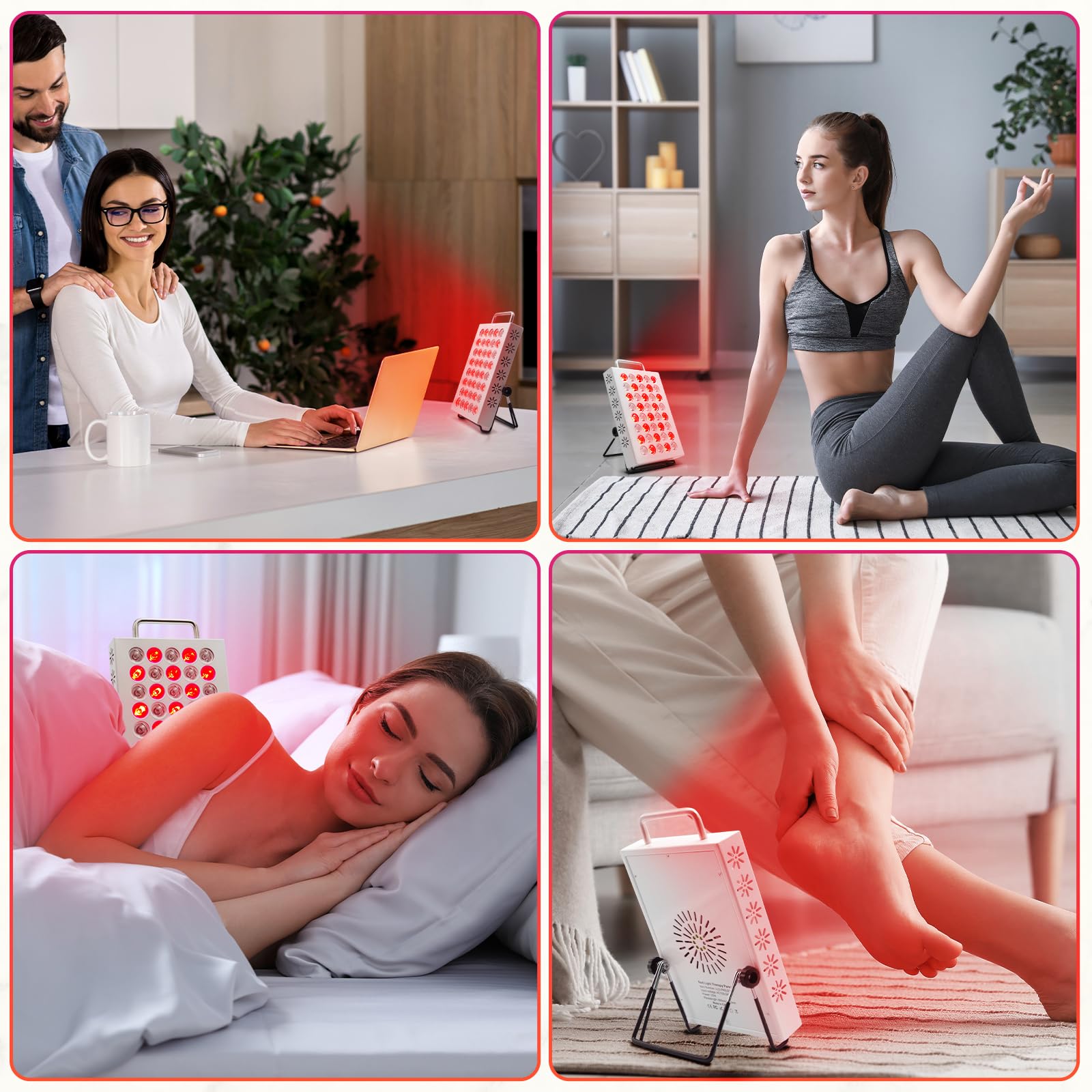 Lámpara de Luz Roja 660nm & 850nm, Panel de 40 LED con Temporizador, Luz Roja para Casa/Oficina
