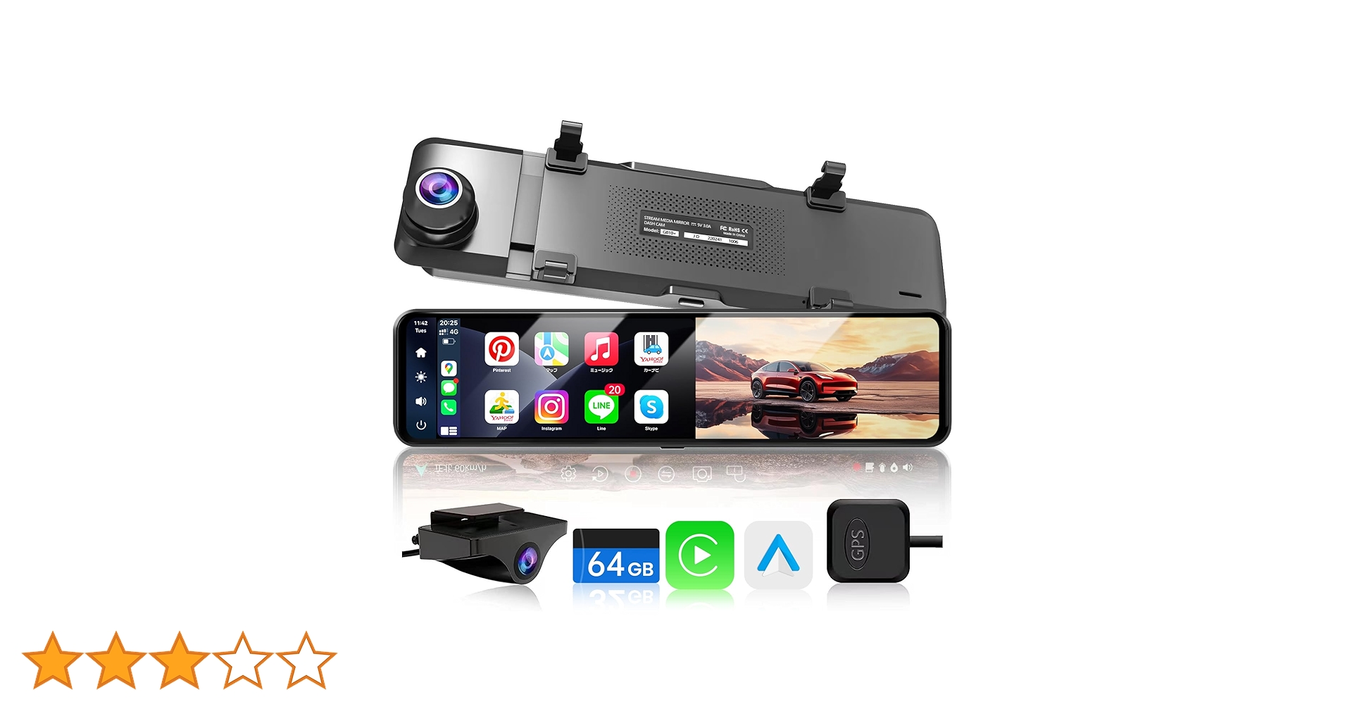 JADO ドライブレコーダー ミラー型 CarPlayとAndroidAuto Amazon | JADO ドライブレコーダー ミラー型 CarPlayと