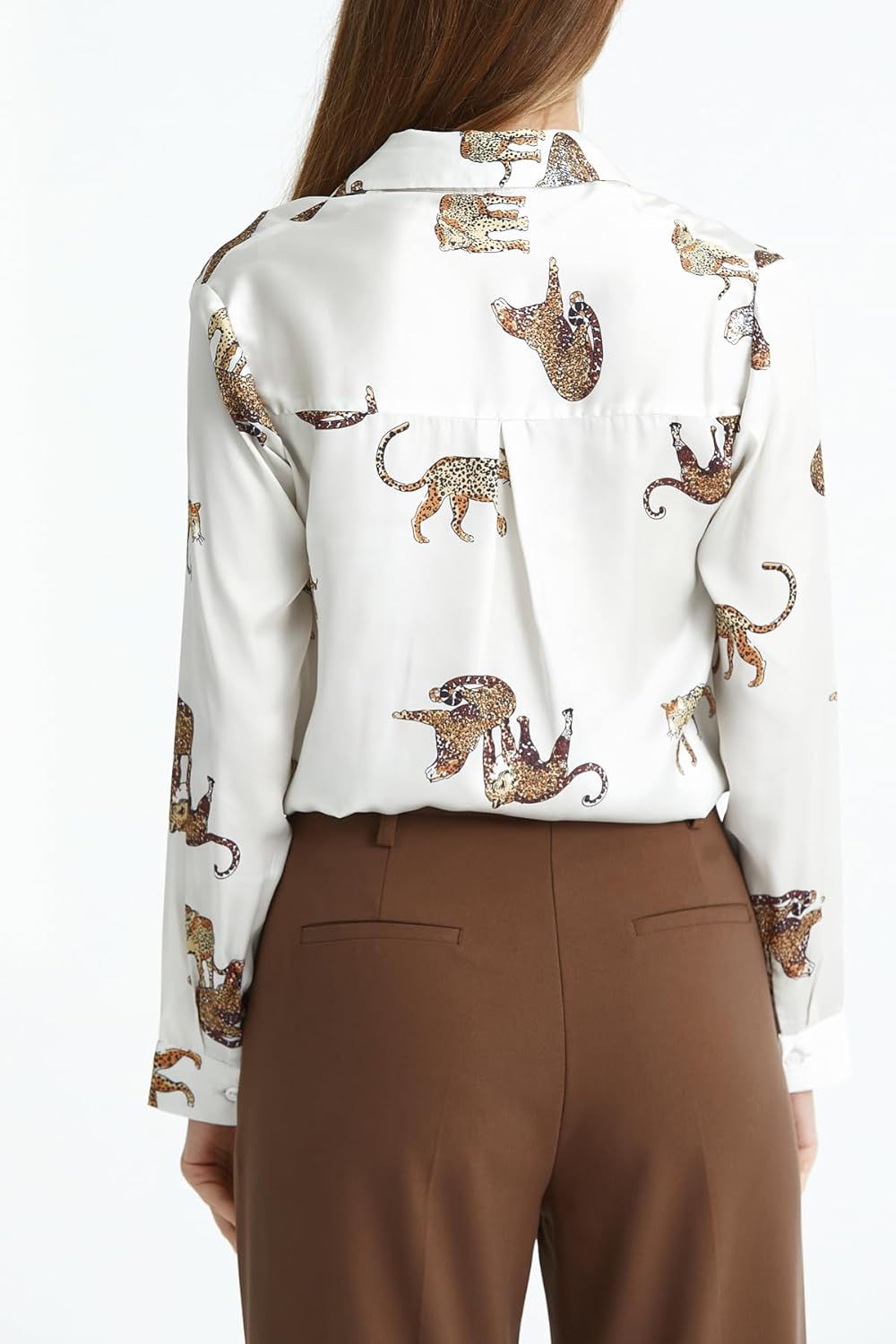 Women's Blouse Satin Silk Shirts, Casual Loose Long Sleeve for Office Work, Corporate Outfit Clothes - Image 2