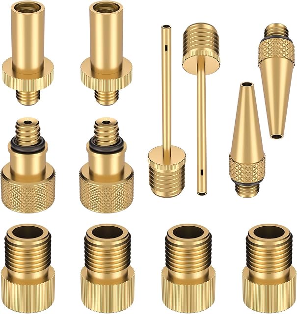 SuMile 12pcs Bike Bicycle Pump Adapter Valve Pure Copper Adapter Set Bicycle Schrader Valve Adapter No Air Leakage,not discolour DV AV SV Valve Adapter for Bike Tire Inflator Air Pump Compressor