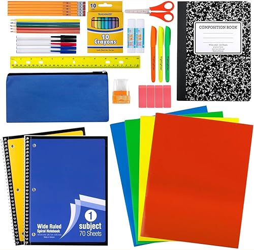 Trail maker Kits de suministros escolares primarios a granel, 12 paquetes de 45 piezas de suministros escolares al por mayor para niños, incluye