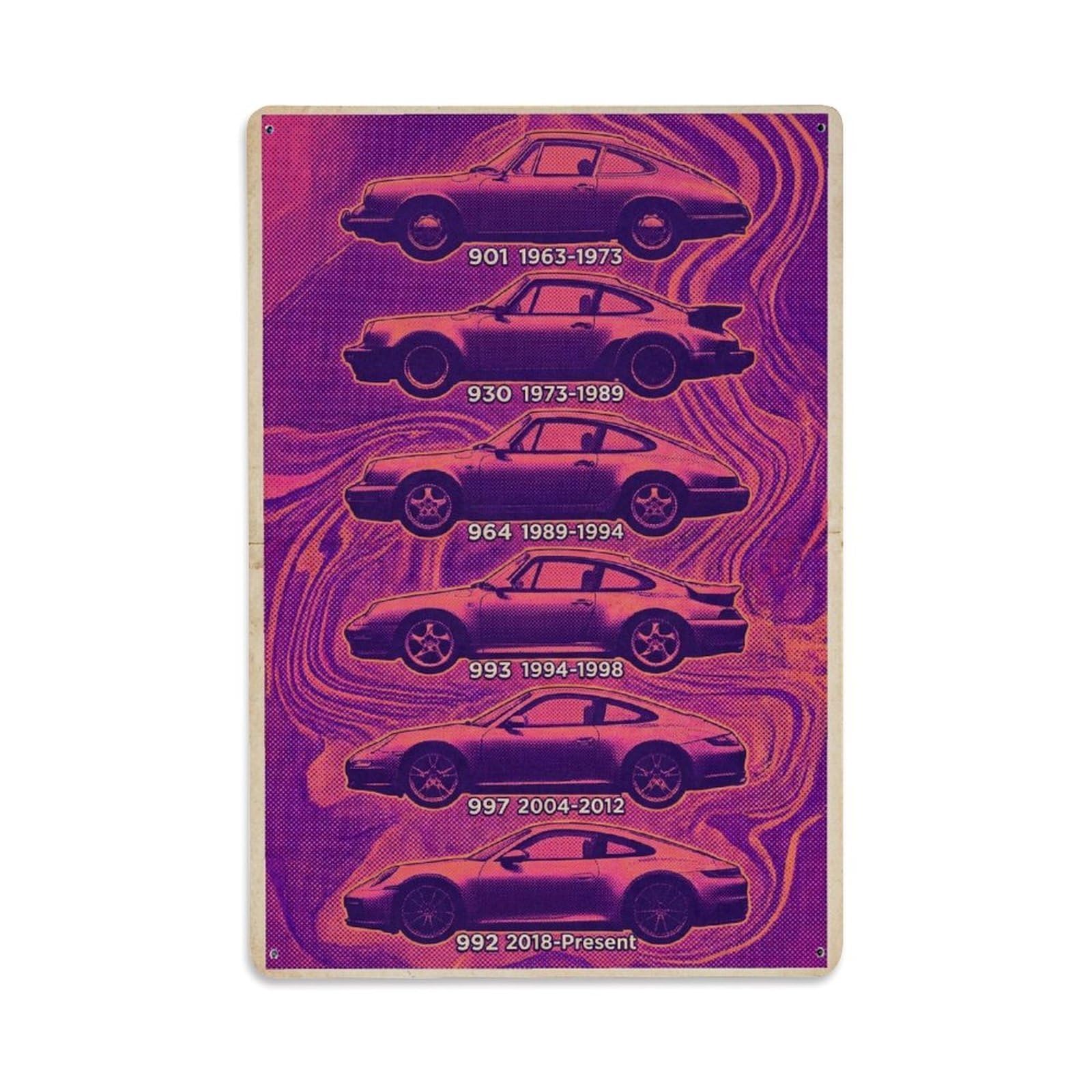 911 Coupe Targa 930 964 993 Side Profile German Supercar Heritage Metal Tin Sign Plaque Wall Decor for Cafe, Man Cave, Club Bar, Office, Home Garden Round Metal Poster 8x12Inch