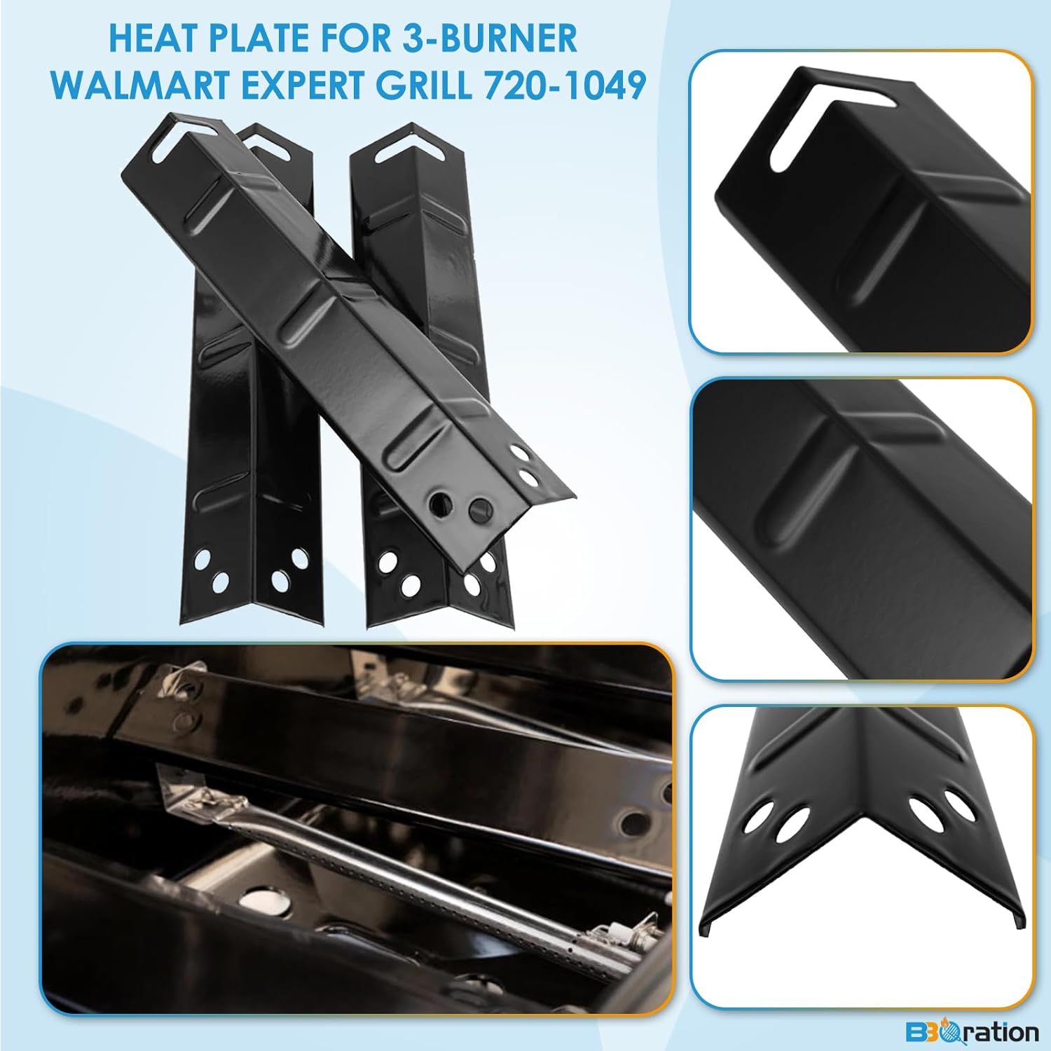 Grill Replacement Parts for 3-Burner Walmart Expert Grill 720-1049, Cooking Grate and Heat Plates Replacement Parts for Expert Grill Parts