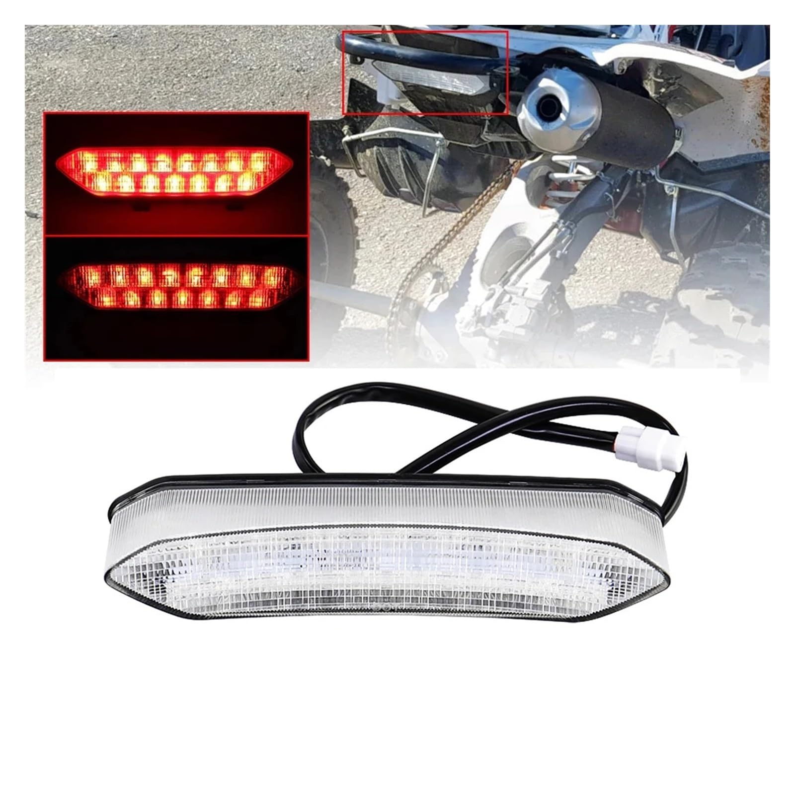 Luz Trasera LED para Motocicleta, luz Trasera de Freno para Yamaha Raptor 700R 700 R YFZ450R YFZ450X YFZ 450R 450X 450 RX (Rojo)