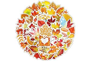 50PCS Thanksgiving Maple Leaf Vinyl Stickers