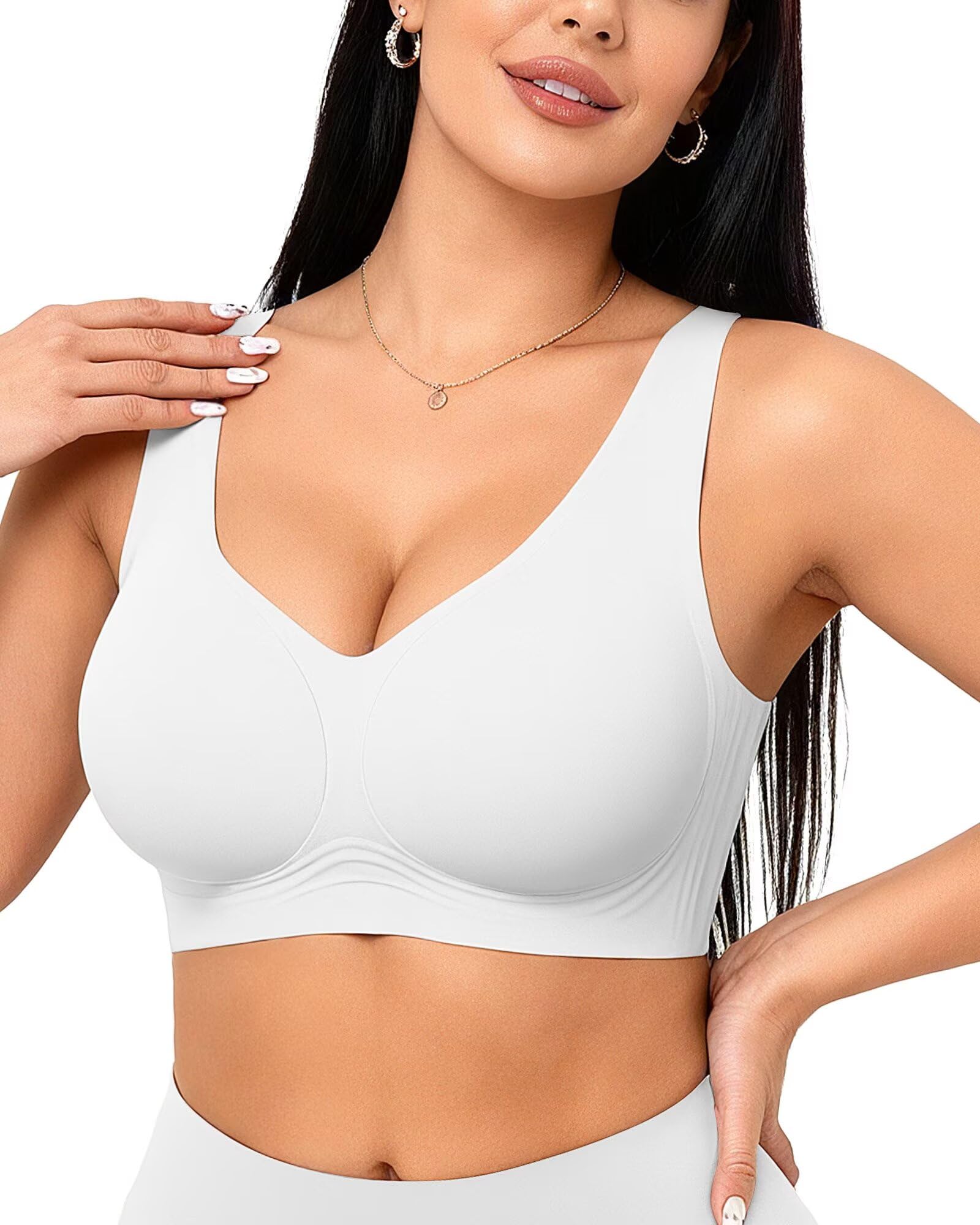 Vertvie Womens Jelly Wireless Bras Seamless T-Shirt Bra No Underwire Full Coverage Pullover Bralettes Supportive Sports Bras