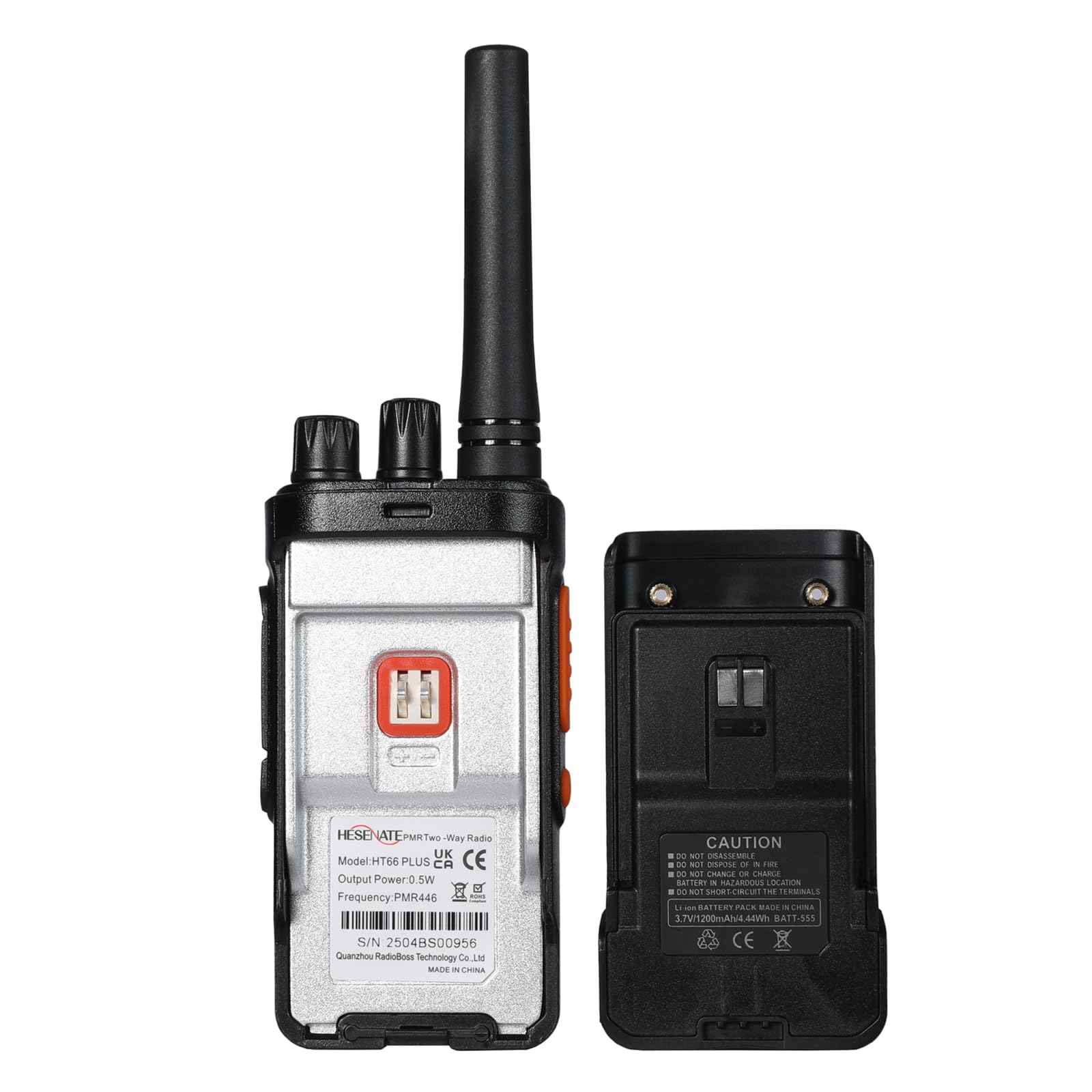 HESENATE HT66 Plus Walkie Talkie sin Licencia,16 Channels con Pantalla,Walkies Profesionales Largo Alcance,con VOX Manos Libres Pinganillo Walkies,para Restaurantes Hotel (2 Pizeas,Negro)