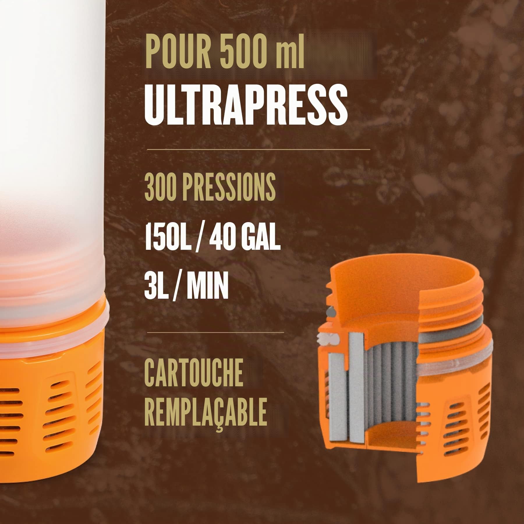 GRAYL UltraPress Cartouche filtrante de rechange Orange