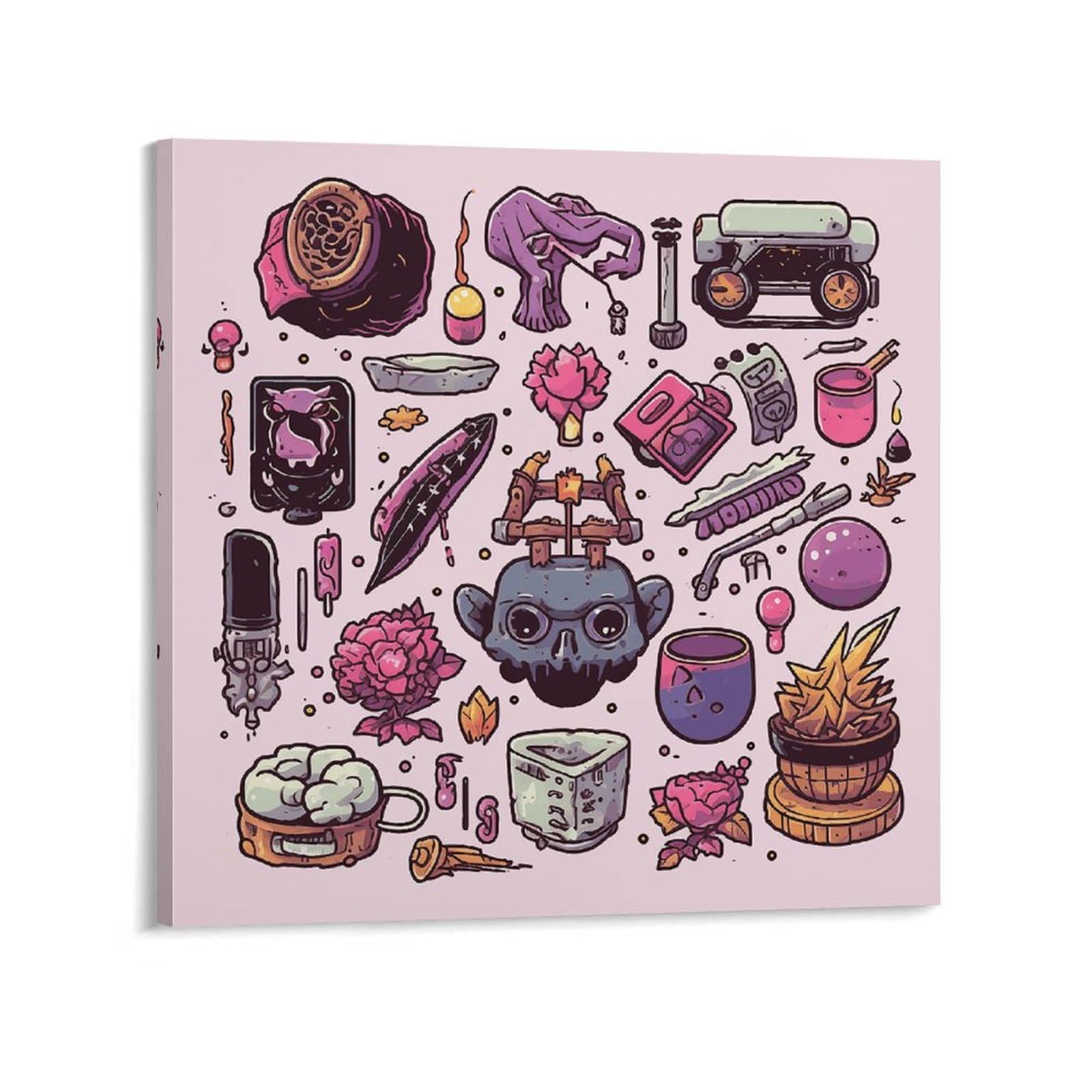 Various Graffiti Canvas Wall Art for Bedroom 24x24inch(60x60cm) Canvas Prints Artwork for Walls Modern Picture Artwork Painting for Living Room Aesthetic Wall Paintings for Bathroom Kitchen Office Dec