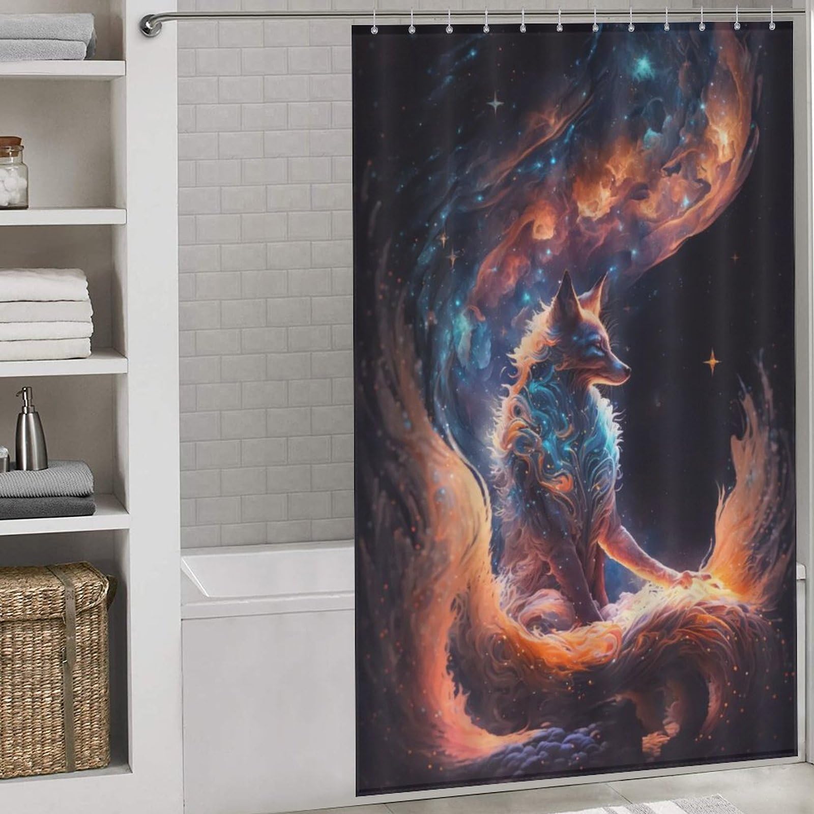Rideau de douche Renard à Neuf queues étanche anti-moisissure en polyester tissu