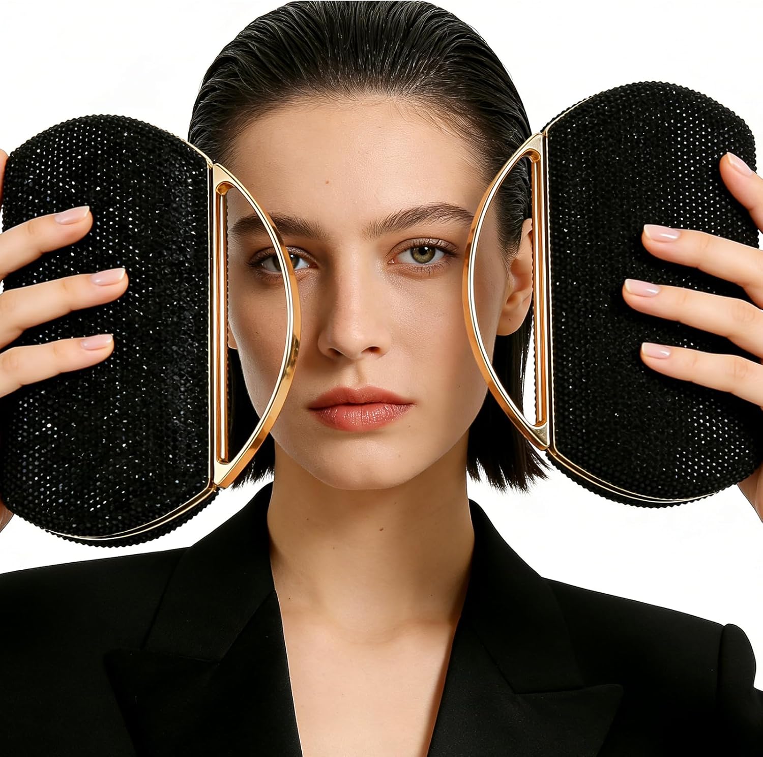 Elegant Crystal Clutch Purse Rhinestone Beaded Handbag For Women Sparkly Top Handle Evening Bag Purse Wedding Prom