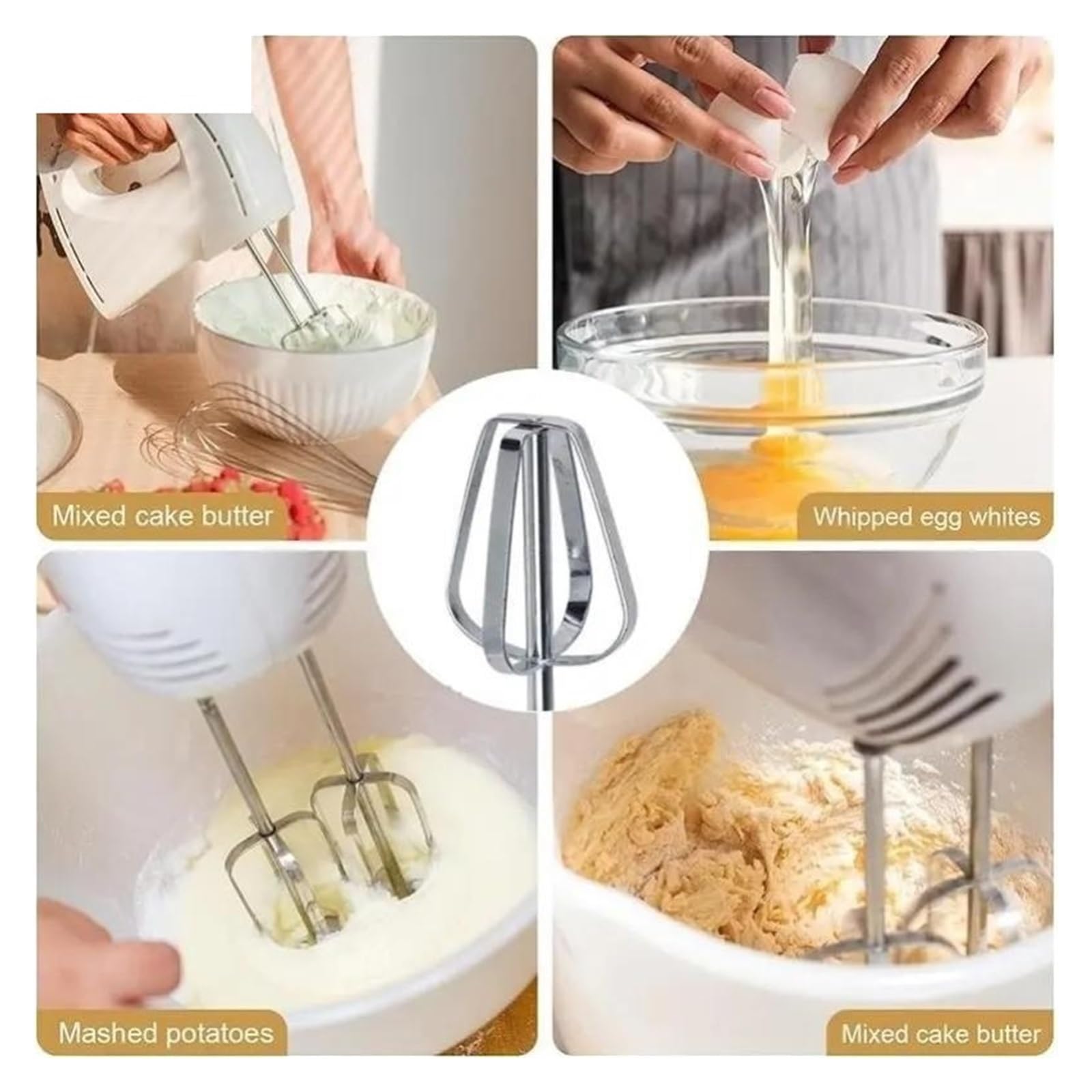 Batidor de huevos acero inoxidable, gancho agitador, mezclador cocina multifunción for hornear y cocinar(B 1pcs)