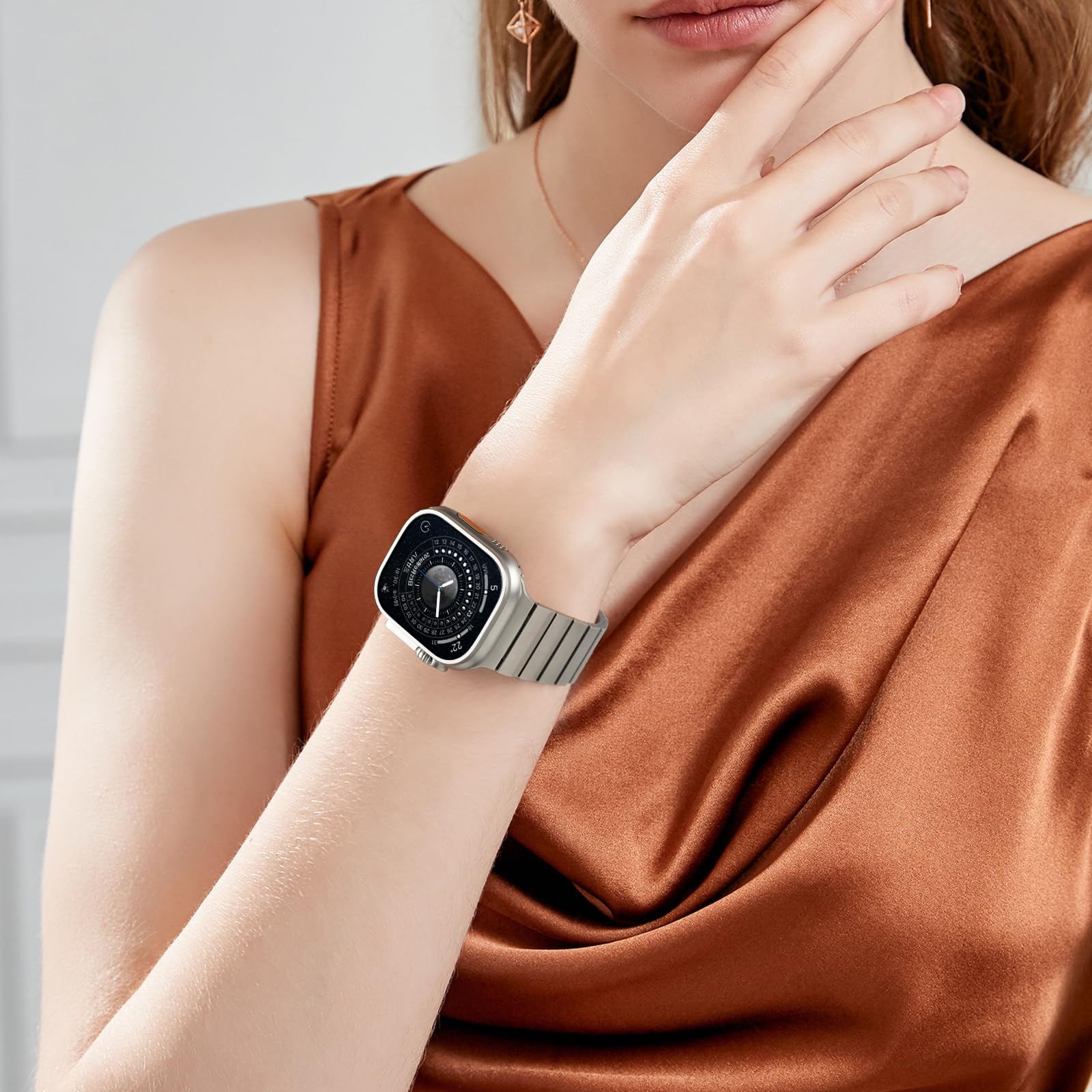 Bracelet en titane compatible avec l'Apple Watch 49mm 45mm 44mm 42mm,pour iWatch Ultra/Ultra 2 Series 9 8 7 6 5 4 SE 3 2 1