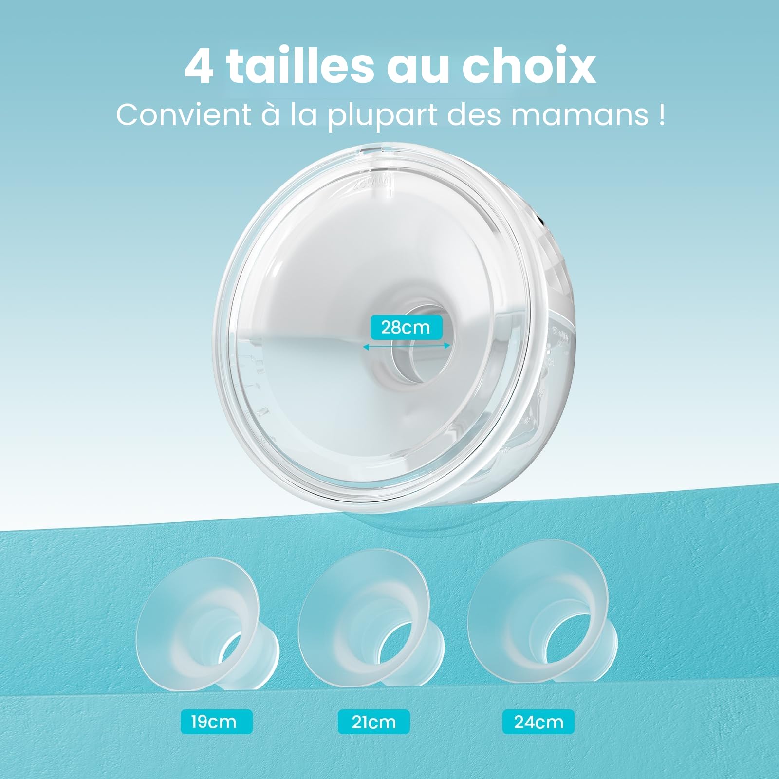 Paruu P10 Tire lait Electrique Main Libre, 4 Modes et 9 Niveaux d'aspiration avec 19/21/24/28 mm, Aspiration Puissante de 338 mmHg, Tire-lait Portable avec Affichage Intelligent (2, Blanc)
