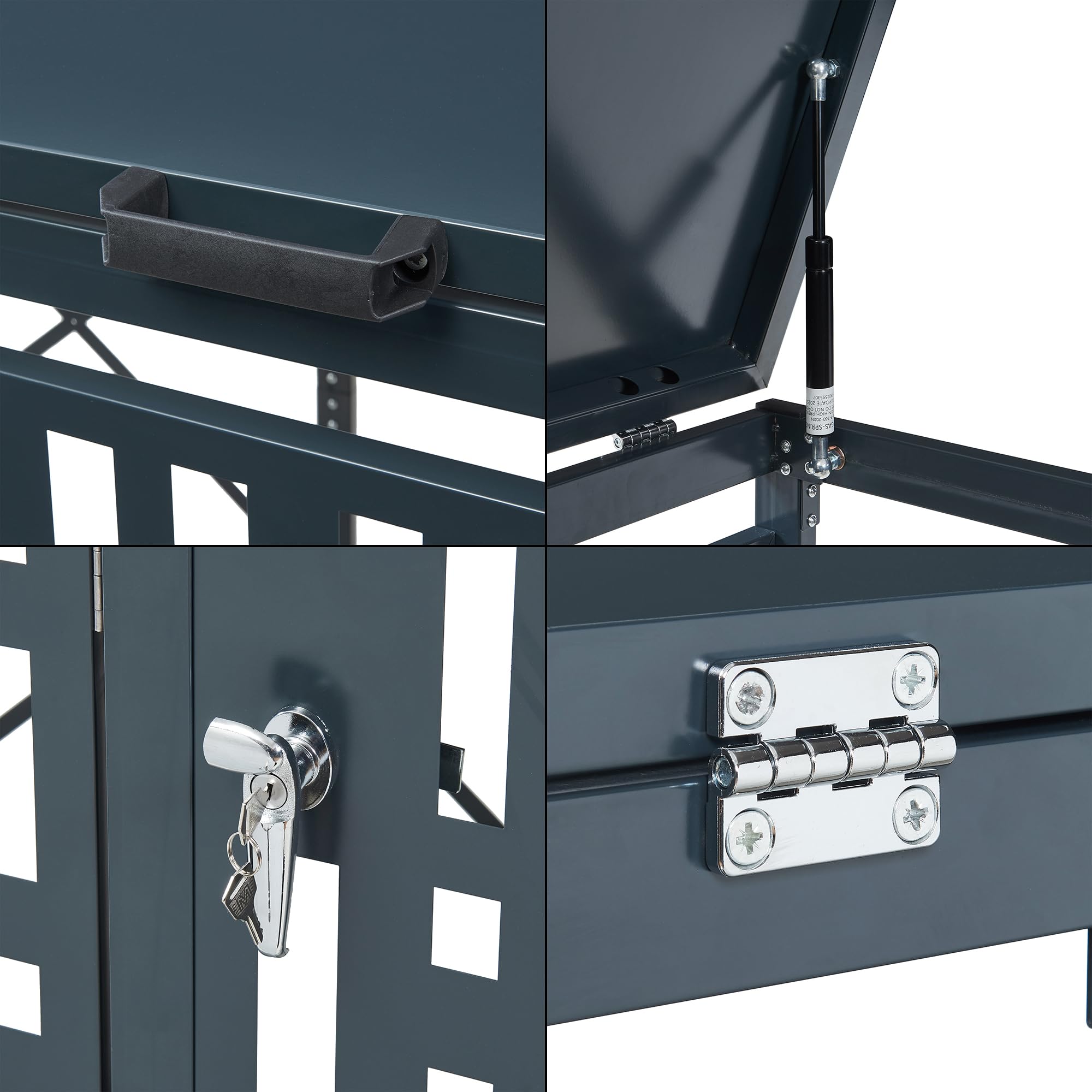 casa.pro Cache-Poubelle pour 3 Bennes de 240 L Abri pour Poubelles avec 2 Portes Verrouillables et Clés Incluses Élégant Résistant aux Intempéries Acier Galvanisé 116 x 196 x 80 cm Anthracite
