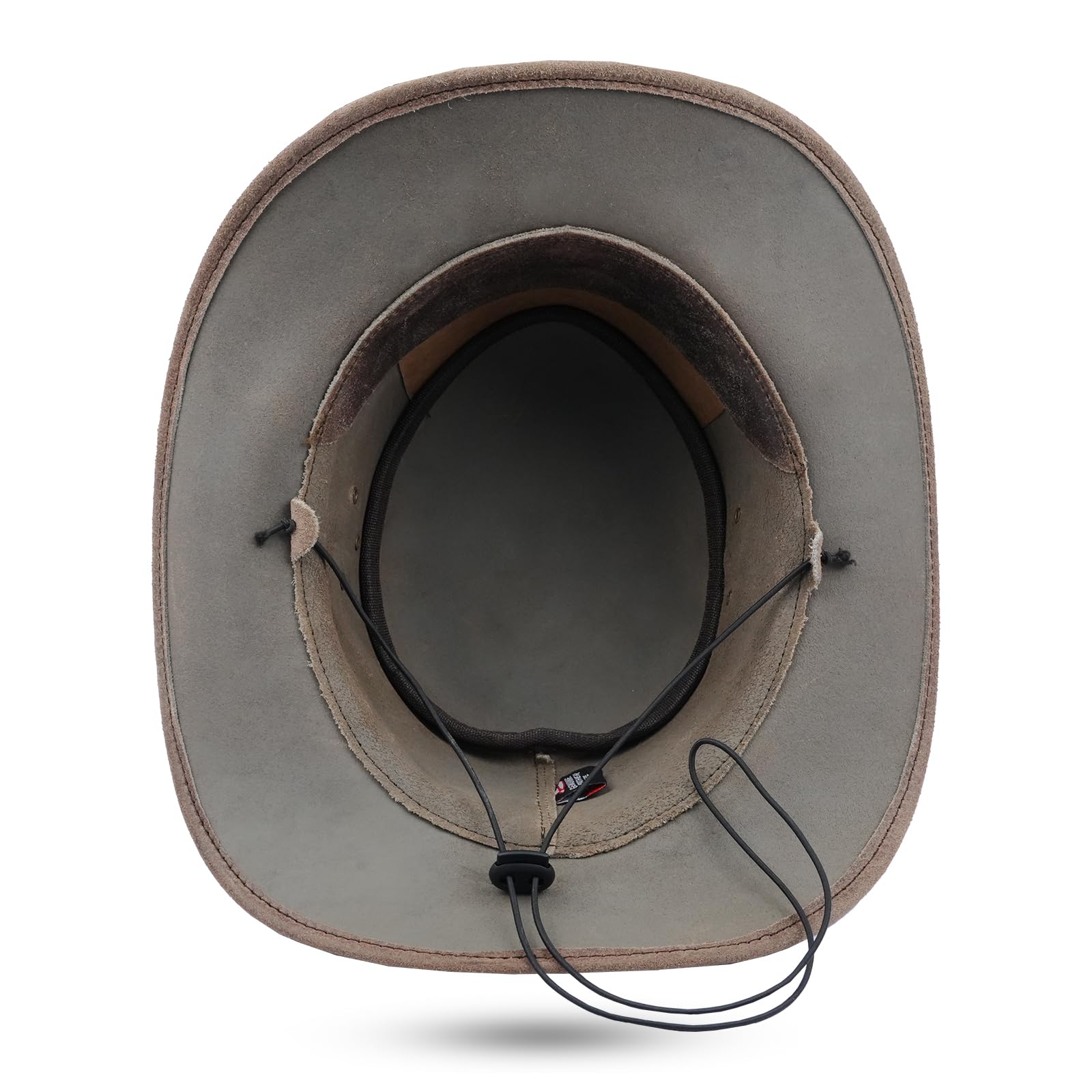 Leatherick Chapeau Cowboy pour Hommes - Chapeaux Outback en Cuir de Cheval Fou de Style Western Aussie avec Sangle de Menton