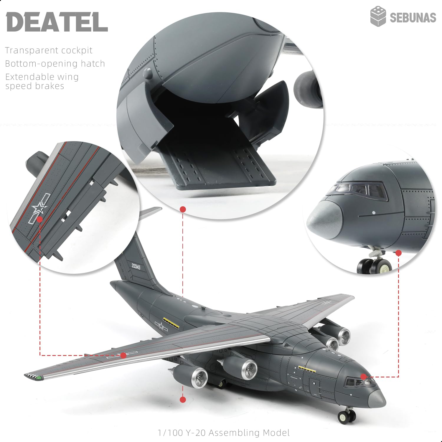 Y-20 Kunpeng Maqueta Avión Militar Gran Escala 1:100 – Kit de Montaje en Plástico Avión de Transporte Militar con Base Expositora, Regalo para Niños y Adultos Desde 6 Años