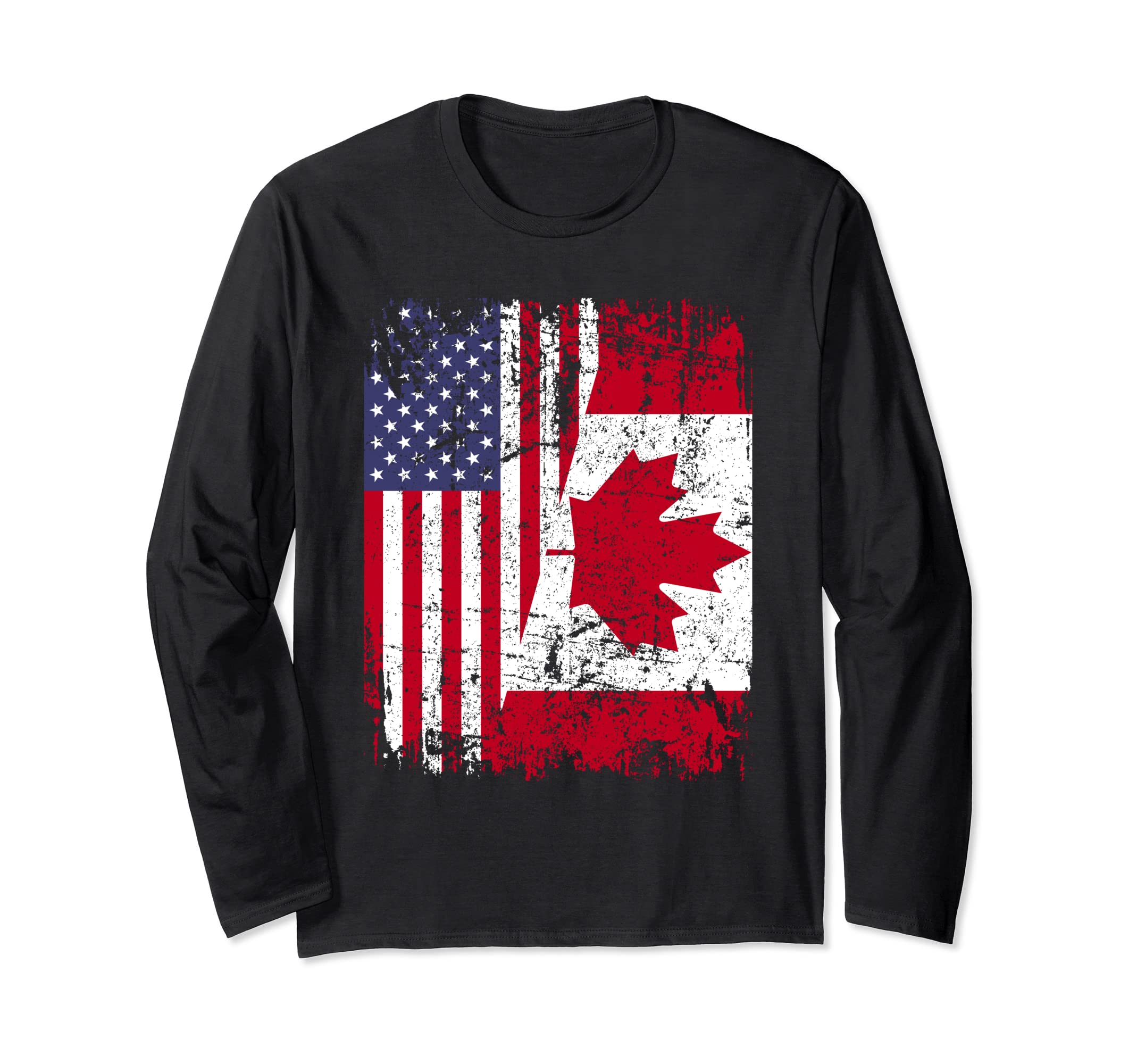 CANADIAN ROOTS | Half American Flag | CANADA Long Sleeve T-Shirt