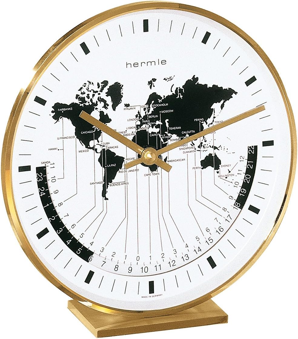 HermleBuffalo I Brass Casing World Time Tabletop Clock