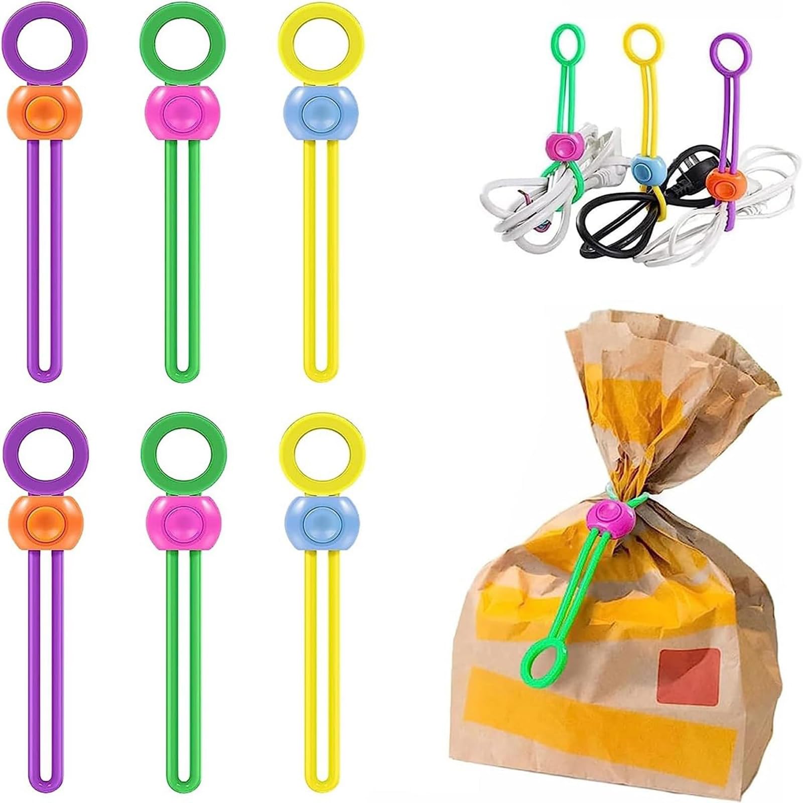 Paporich Bag Sealing Clips, Bread Bag Clips, Food Clips, Bag Sealing Clips for Shopping, Food, Kitchen and Home(Pack of 6)