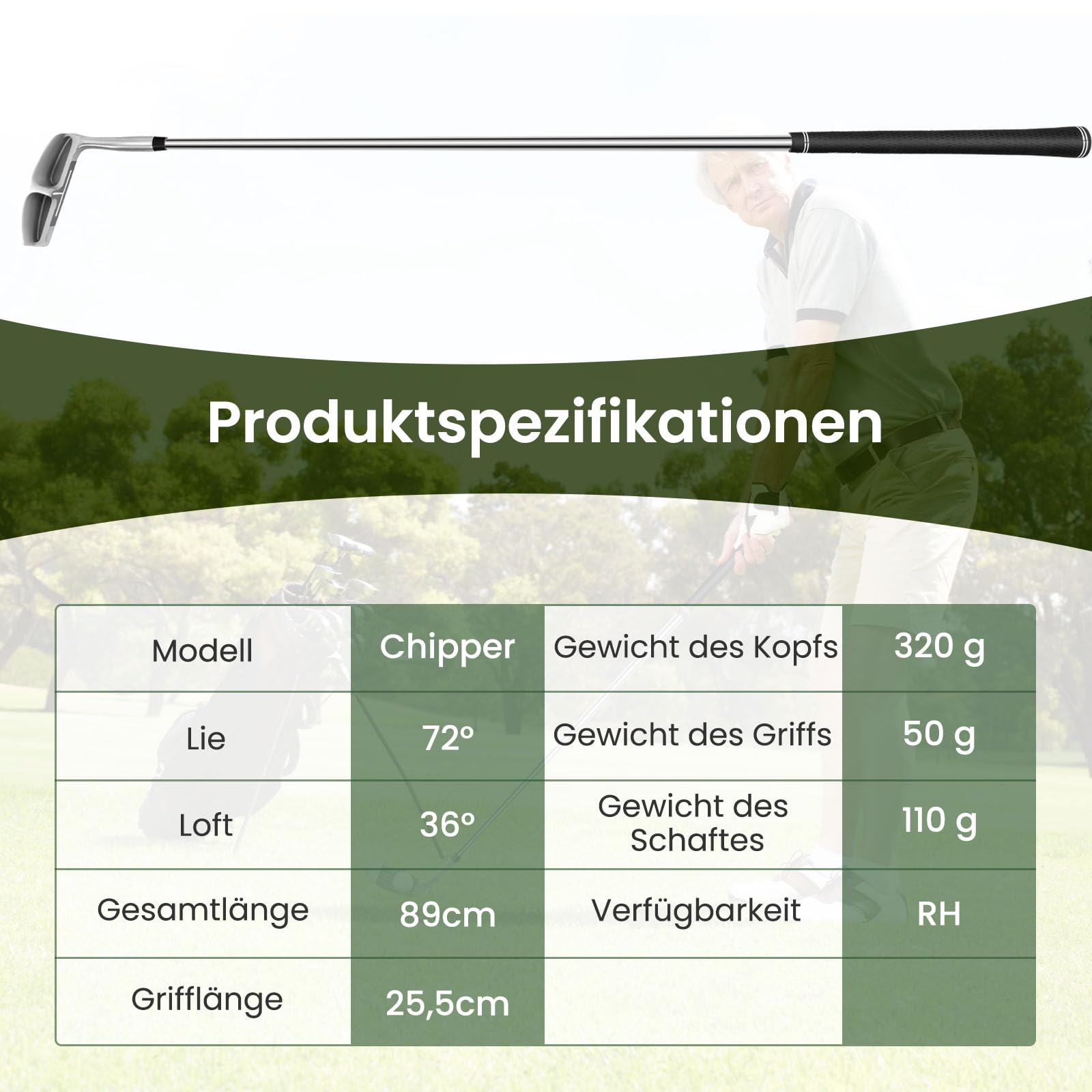 GOPLUS Golf Club Chipper, Cuña de Lanzamiento y Astillado para Diestros de 36 Grados para Hombres y Mujeres, Palo de Golf Corta Golpes de su Juego Corto, 89 cm