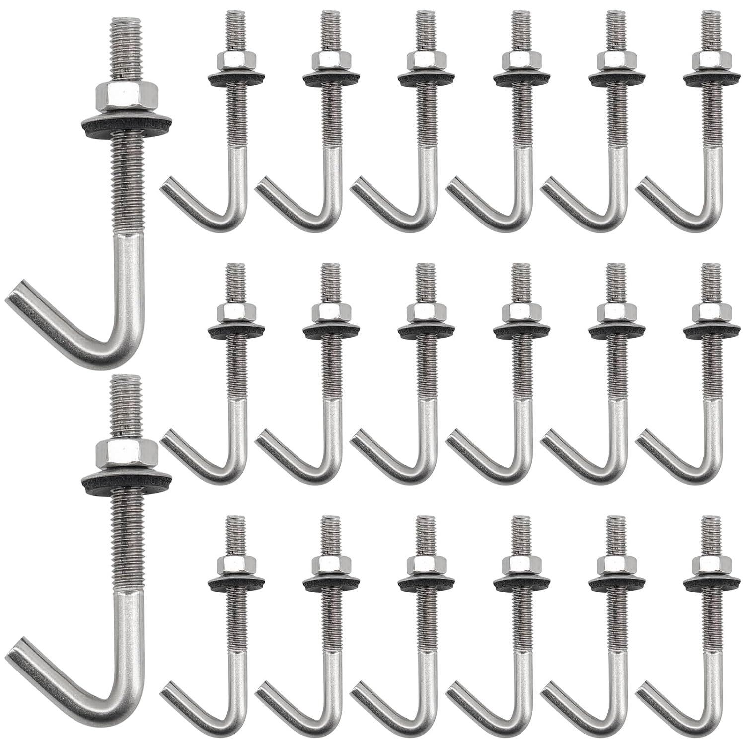 (20 Pieces) M6x60mm 304 Stainless Steel Concrete J Hook Bolt Threaded Anchor Bolts