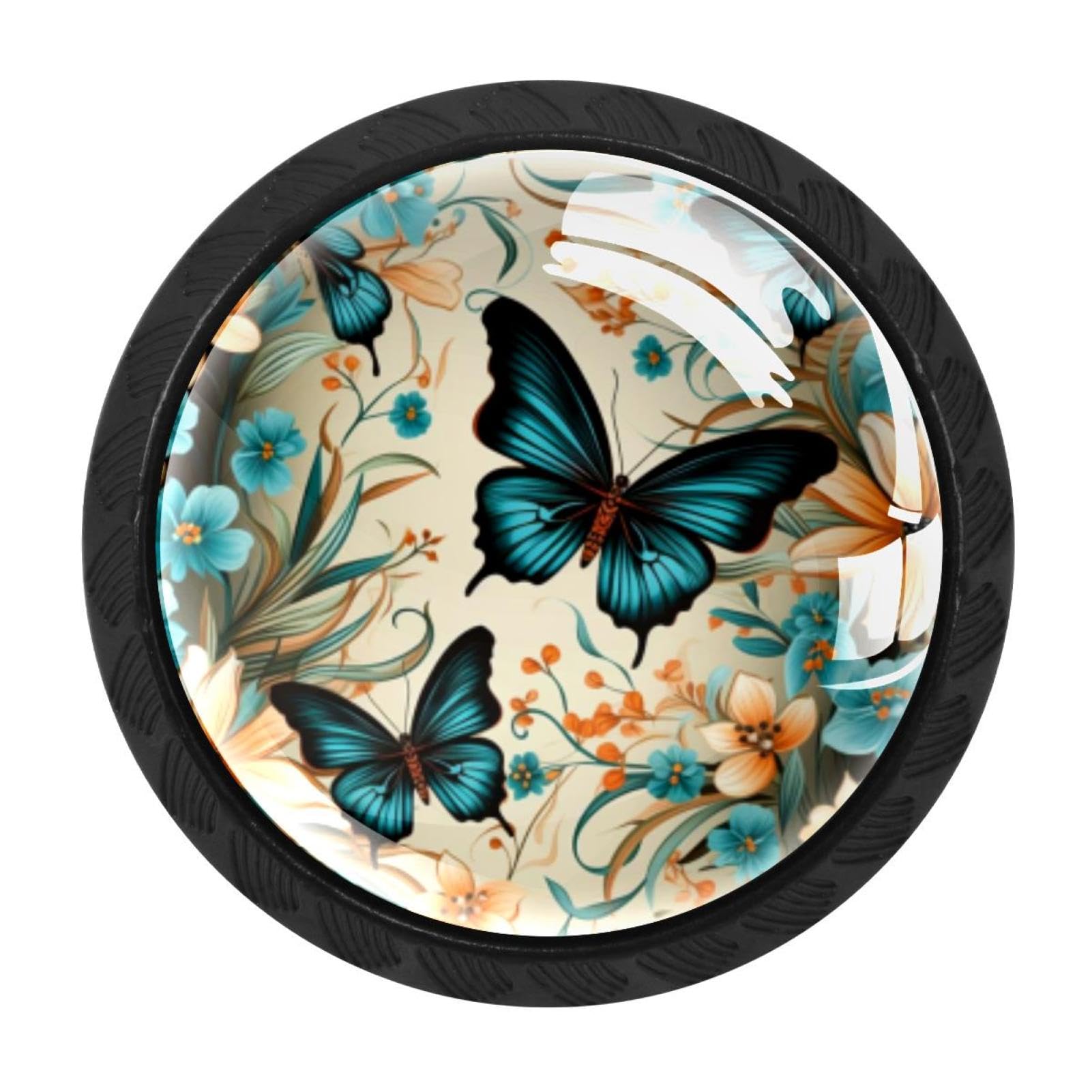 CHENZZZZ Colorful Butterfly Colorful Drawer Pulls 4 Pcs Handle Glass Door Cabinet Knobs Home Office Kitchen Wardrobe Cupboard Hardware for Dresser Drawers