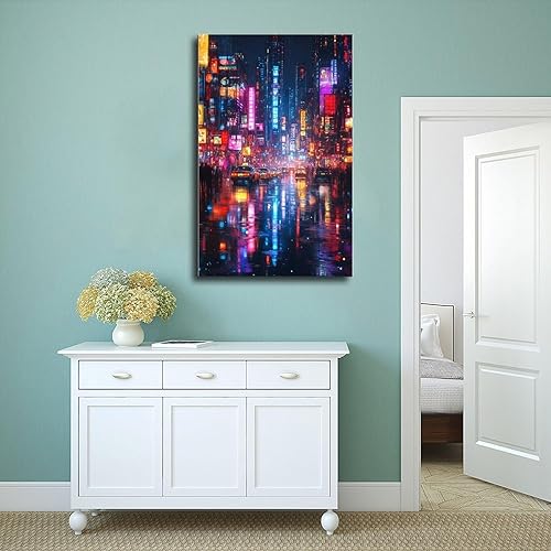 Miniatura 4 de XAHOR Futuristic Cyber Retro Pop Print  Neon Light Inspired Wall Decor  Unique Urban Art Poster for Room Aesthetics Canvas Wall Art Poster And Print