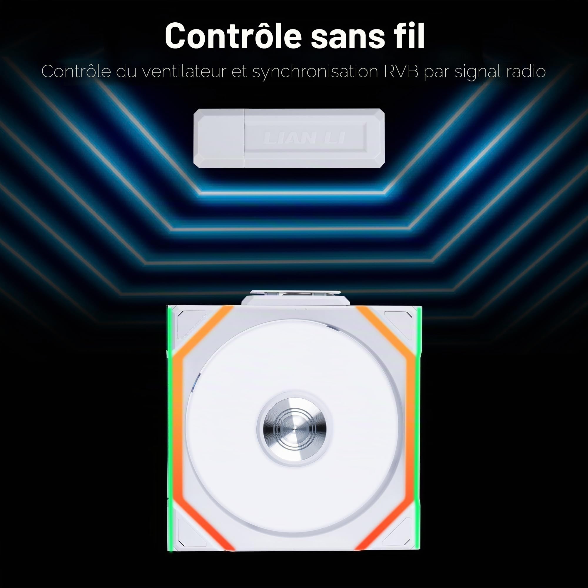 Lian Li UNI FAN SL Ventilateur PC LCD sans fil 120 mm RVB – Ventilateur PWM – 40 LED ARGB – jusqu'à 1900 tr/min – Système à fente – Débit d'air élevé – Faible vibration – Silencieux