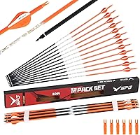 SPG Archery 30 Inch 500 Spine Carbon Arrows for Compound Recurve Bows - 12 Pack Hunting Target Shooting Orange Purple Green