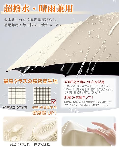 日傘 おりたたみ傘 軽量 約179g レディース 自動開閉 完全遮光100% UVカット UPF50+ 紫外線対策 日焼け防止 暑さ対策 高密度400T生地 滑らかで優しい肌触り 耐風撥水 晴雨兼用 6本骨 コンパクト 折りたたみ傘 夏 通勤 通学 旅行 アウトドア メンズ 母の日 父の日 お祝い 誕生日 プレゼント 折り畳み傘 7102 - 4
