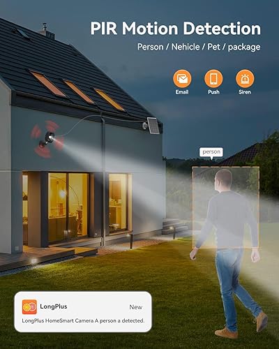 Miniatura 5 de LongPlus Cámaras de seguridad inalámbricas para exteriores, cámara de seguridad solar para el hogar, visión nocturna a color 1080P, cámara