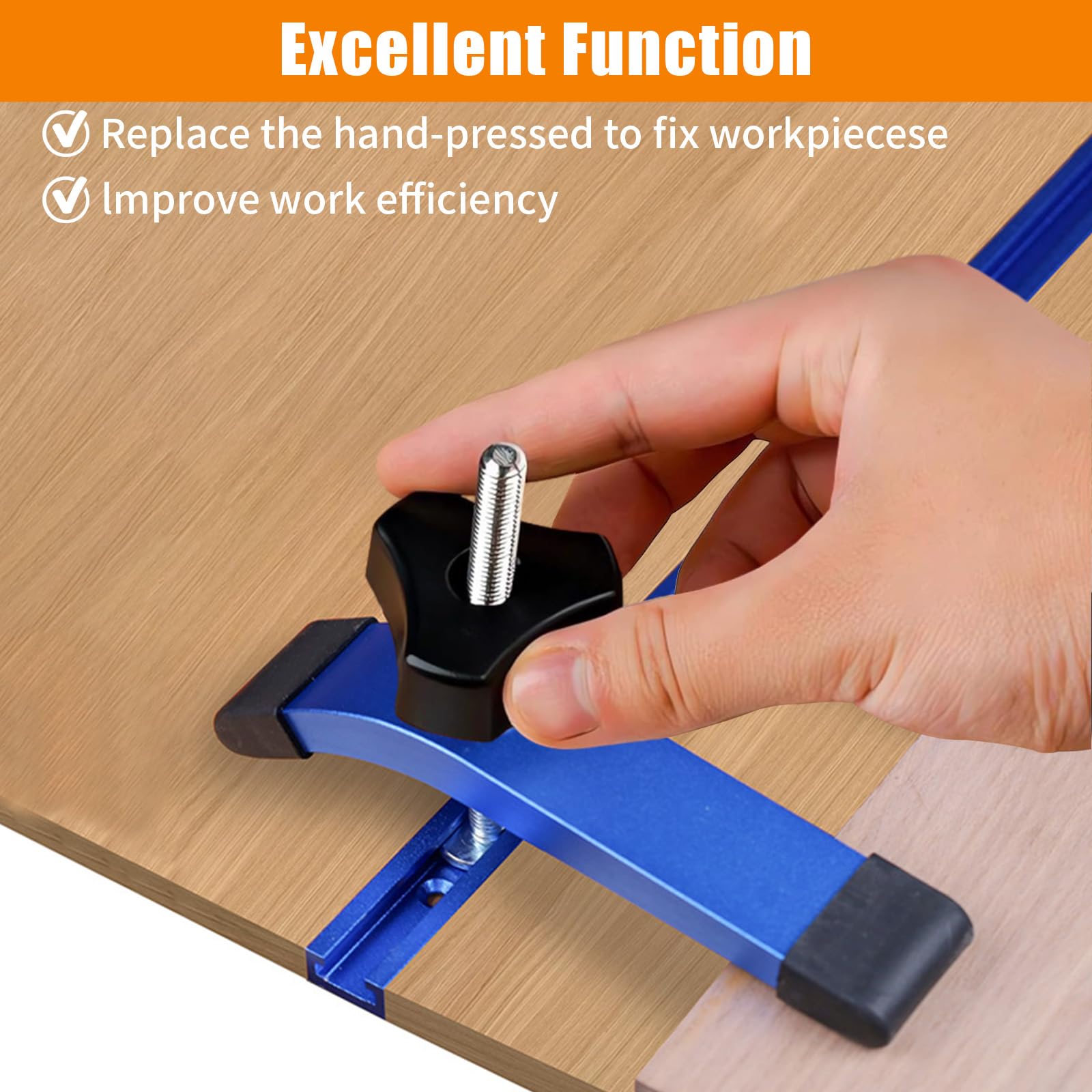 2 Piece Set Track Hold Down Clamp, Quick Acting Fixture with T Bolts & Silder, Aluminum Alloy T-Slot Clamp - Image 2