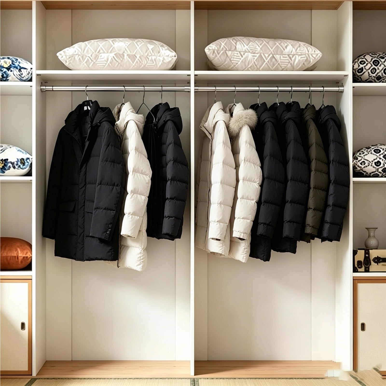Adjustable Expandable Closet Pole, Retractable Hanging Rod for Home Storage, Wardrobe and Bathroom