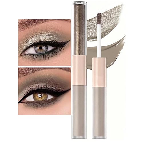 Sombra de ojos líquida plateada mate con purpurina de doble punta para ojos, base de imprimación metálica, base de lápiz de secado rápido,