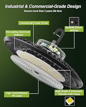YXL 200W 6 Pack Super Bright UFO High Bay Led Shop Lights