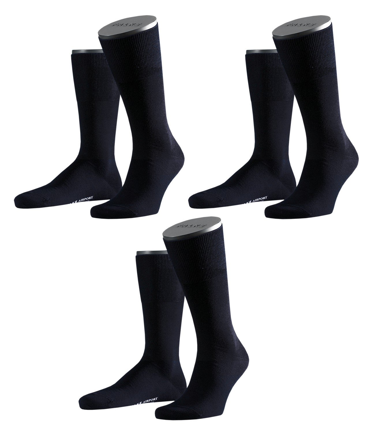 FALKE Herren Business Socken Airport, 3er Pack, Blau, Gr. 39-40