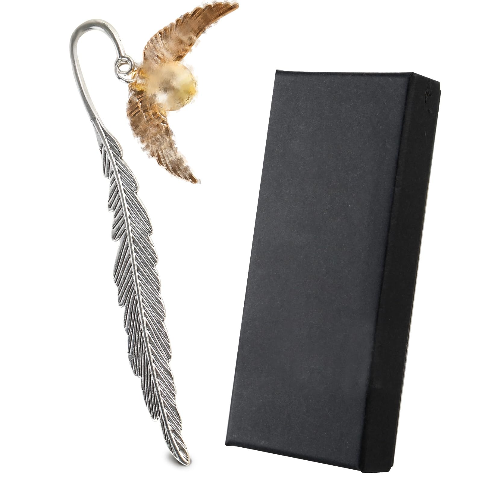 Wizard Bookmark, Metal Bookmark with Gift Box, Hanging Golden Snitch Book Charm, Book Marks for Children Women, Readers and Book Lovers