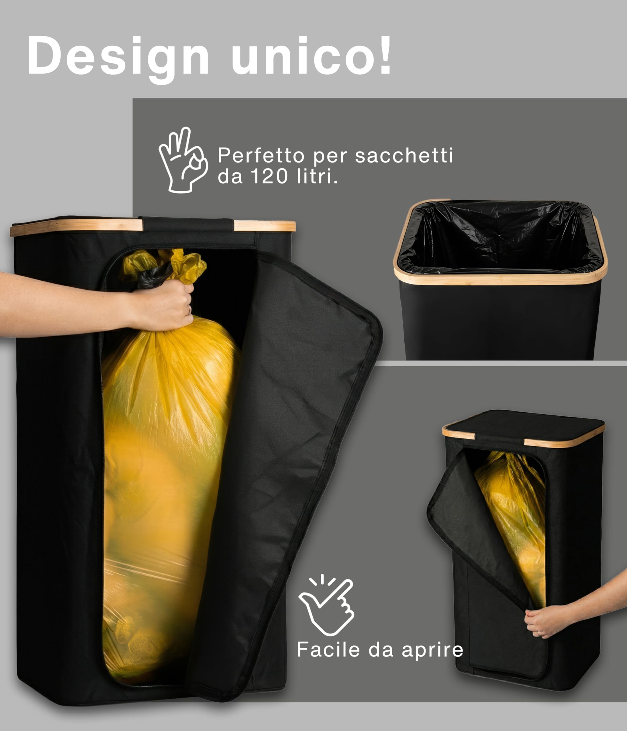 Deco haus Supporto per sacchi gialli 90-120L [borsa di trasporto extra]