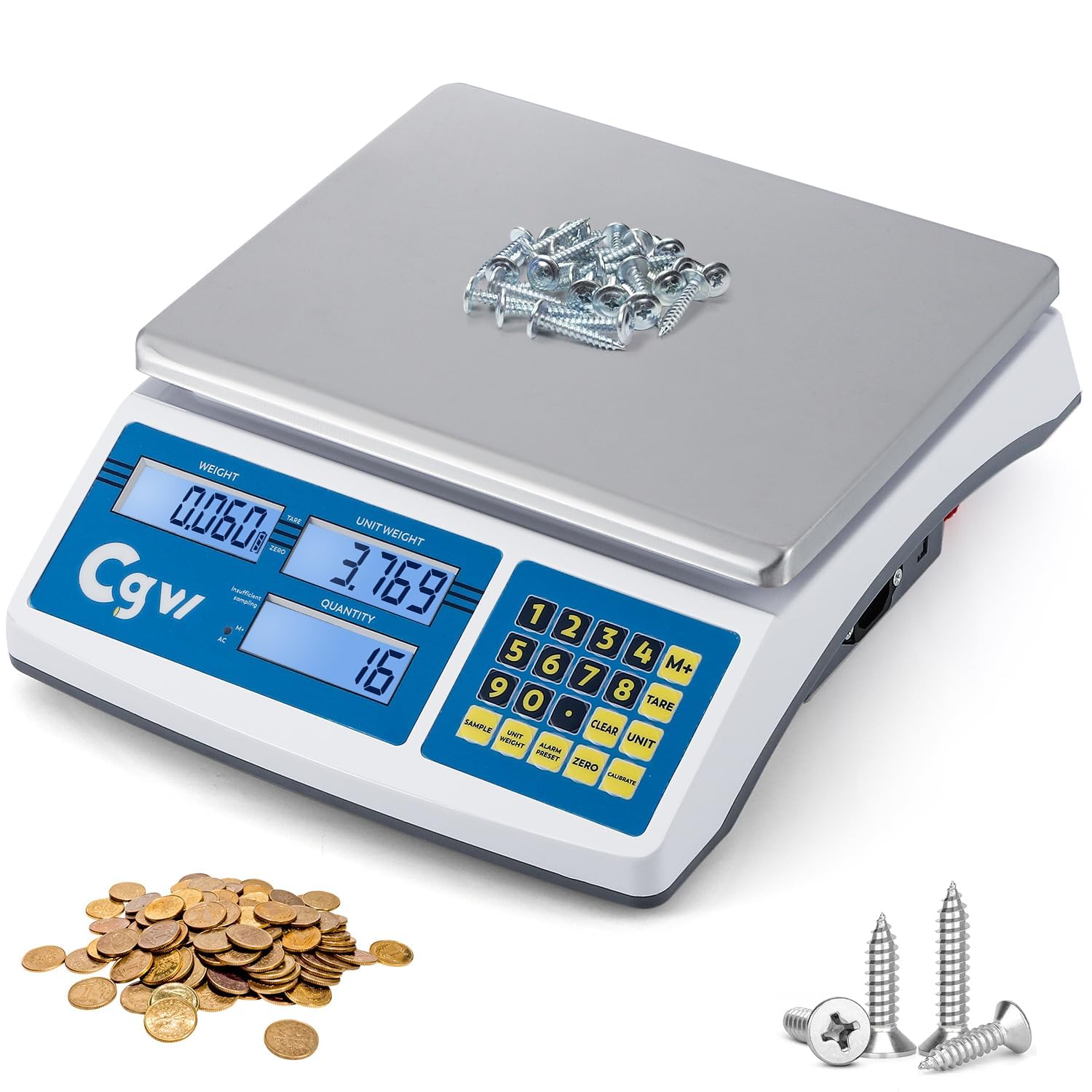 CGOLDENWALL Balance Comptage Industrielle Professionnelle 30kg / 0.1g - Balance Compteuse Digital - Plateau Inox, Unité g/kg/lb - Pour Comptage de Pièces, Bijoux et Inventaire