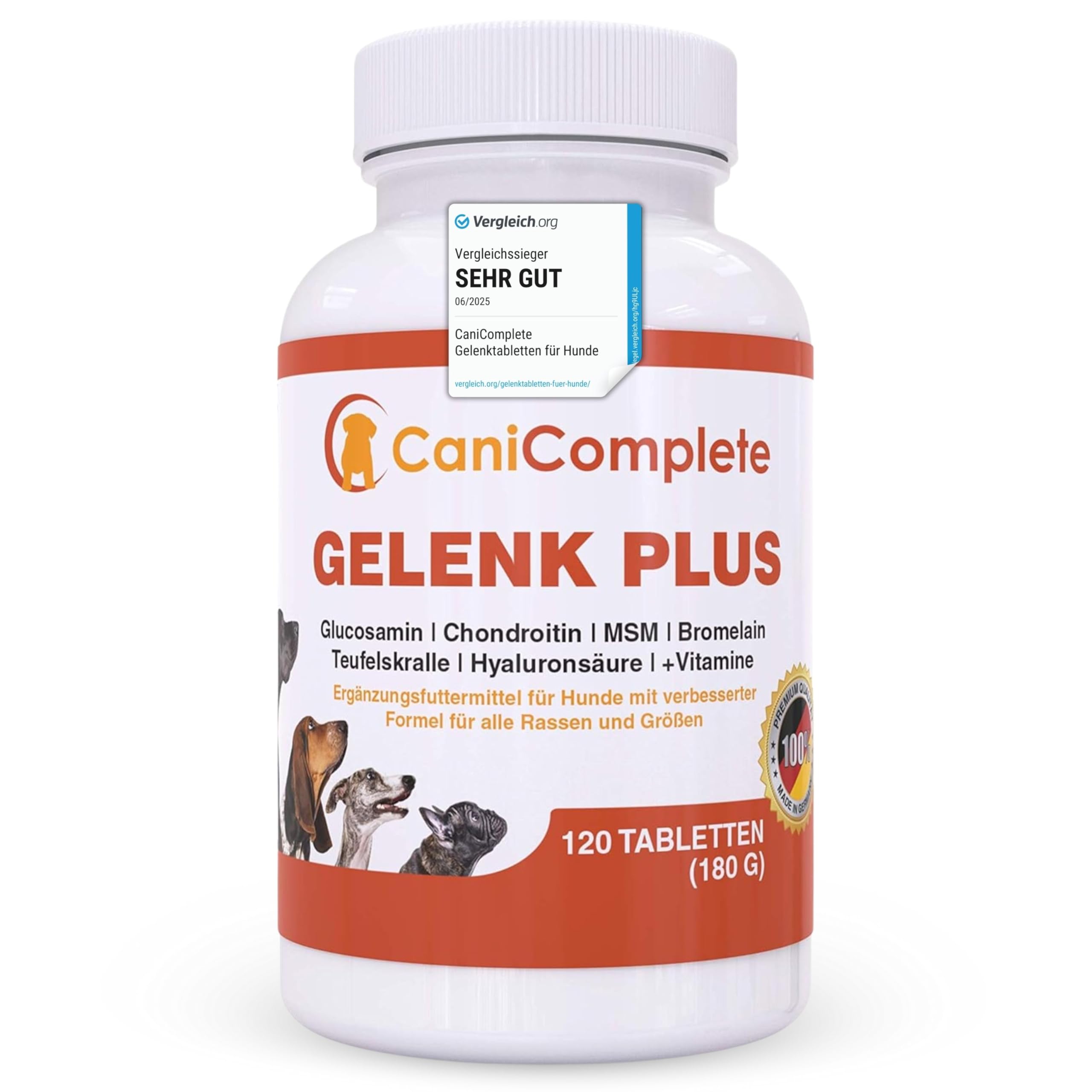 CaniComplete Gelenk Plus - Gelenktabletten für Hunde: Teufelskralle, MSM, Chondroitin, Glucosamin, Kollagen, Vitamin B, UVM.