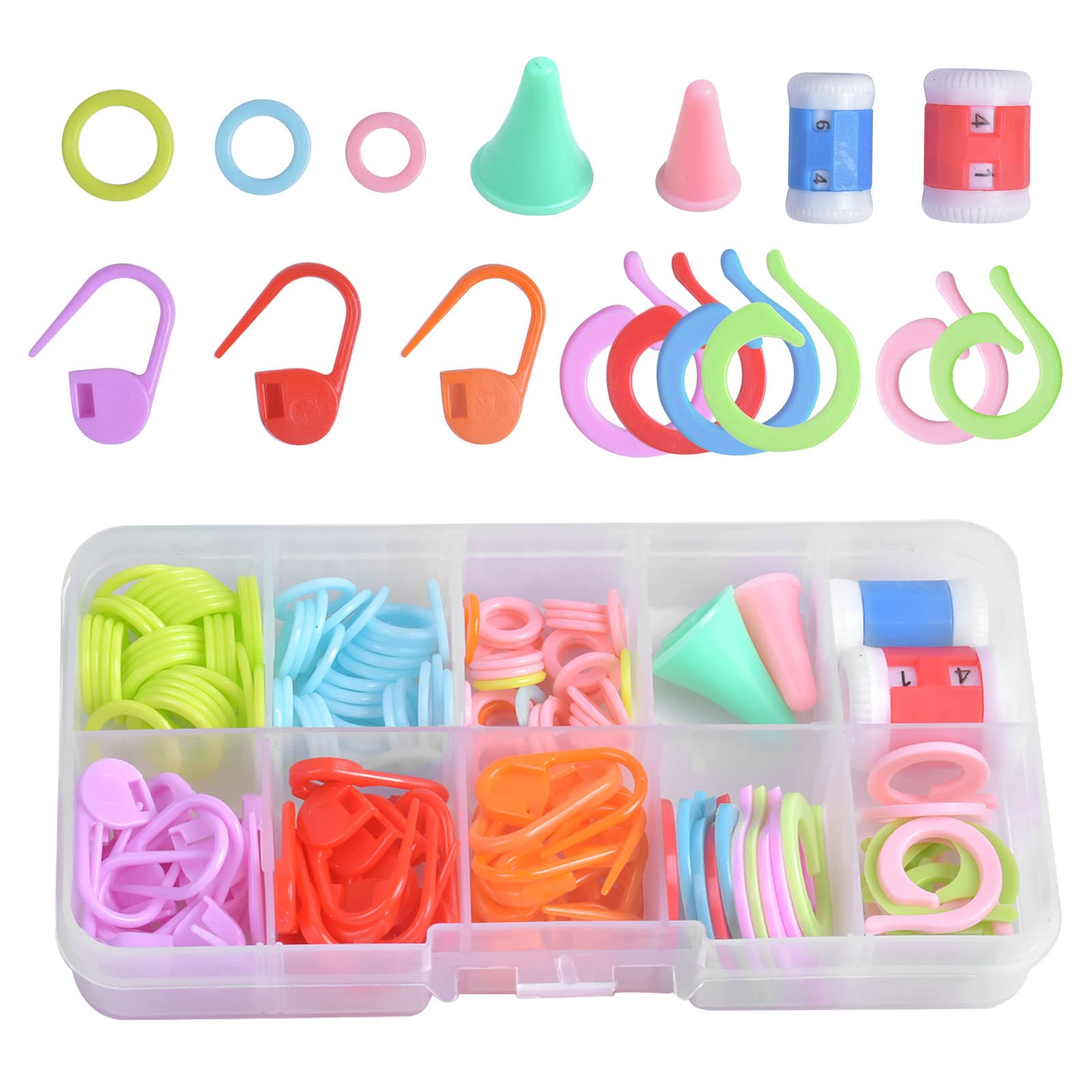 Kit Accessoires De Tricot 144 Pièces Marqueurs De Tricot, Anneaux Fendus Point Protecteurs Aiguilles à Tricoter Outils De Crochet Avec Boîte De Rangement Pour Débutants Et Experts